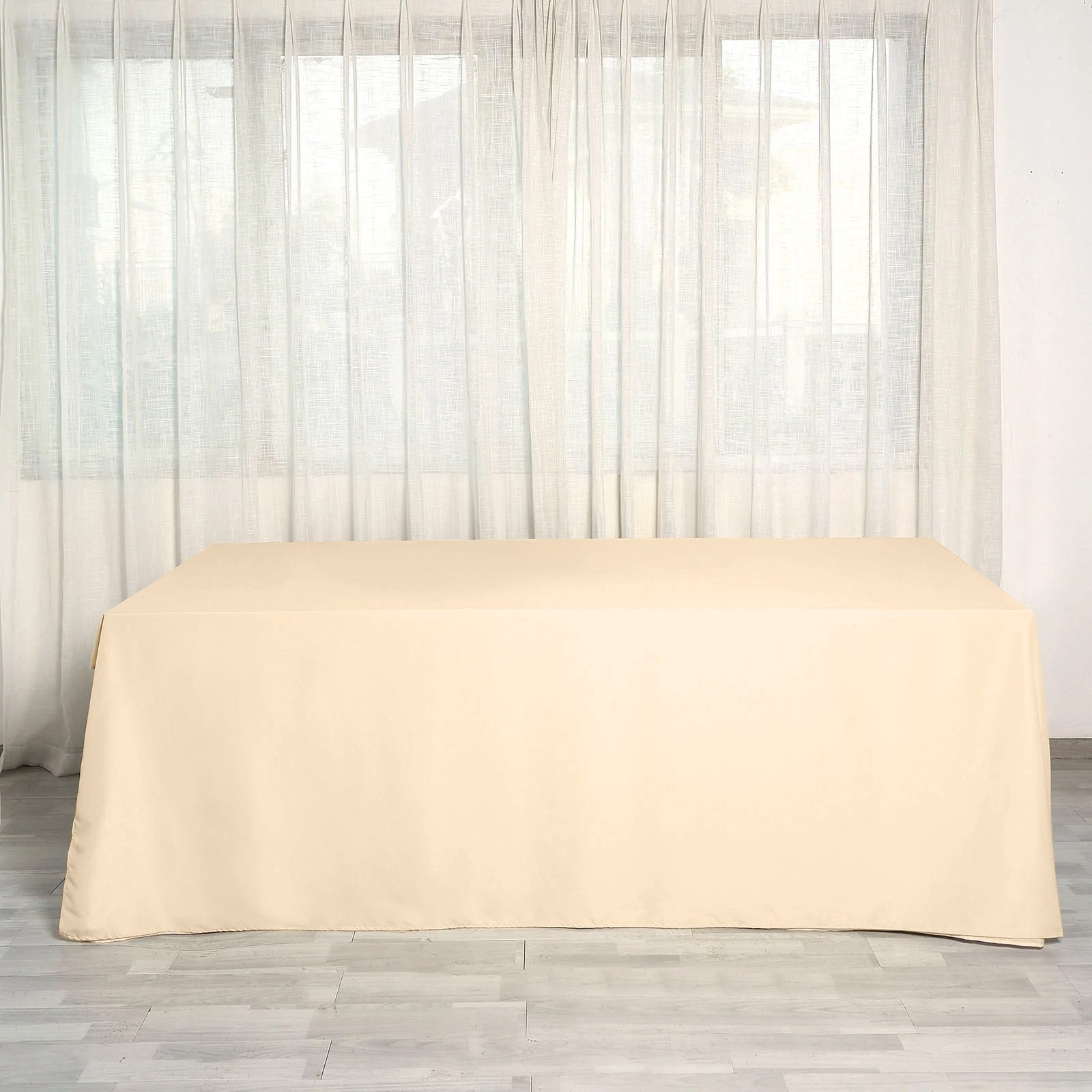 Beige Seamless Wrinkle-Resistant Polyester Rectangle Tablecloth 90x156 - Great Value!