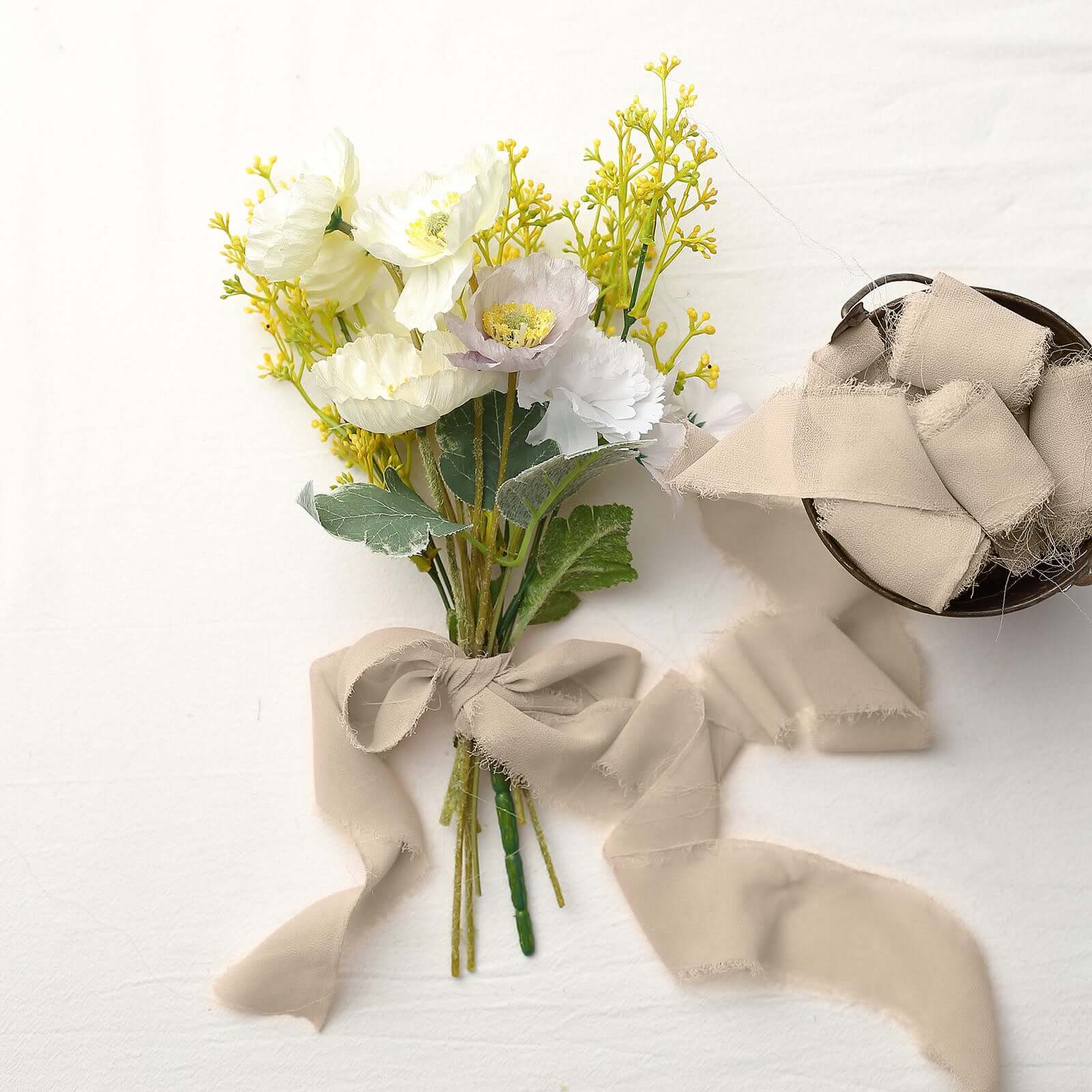 2-Pack 6-Yard Nude Silk-Like Chiffon Ribbon Rolls for DIY Wedding Crafts