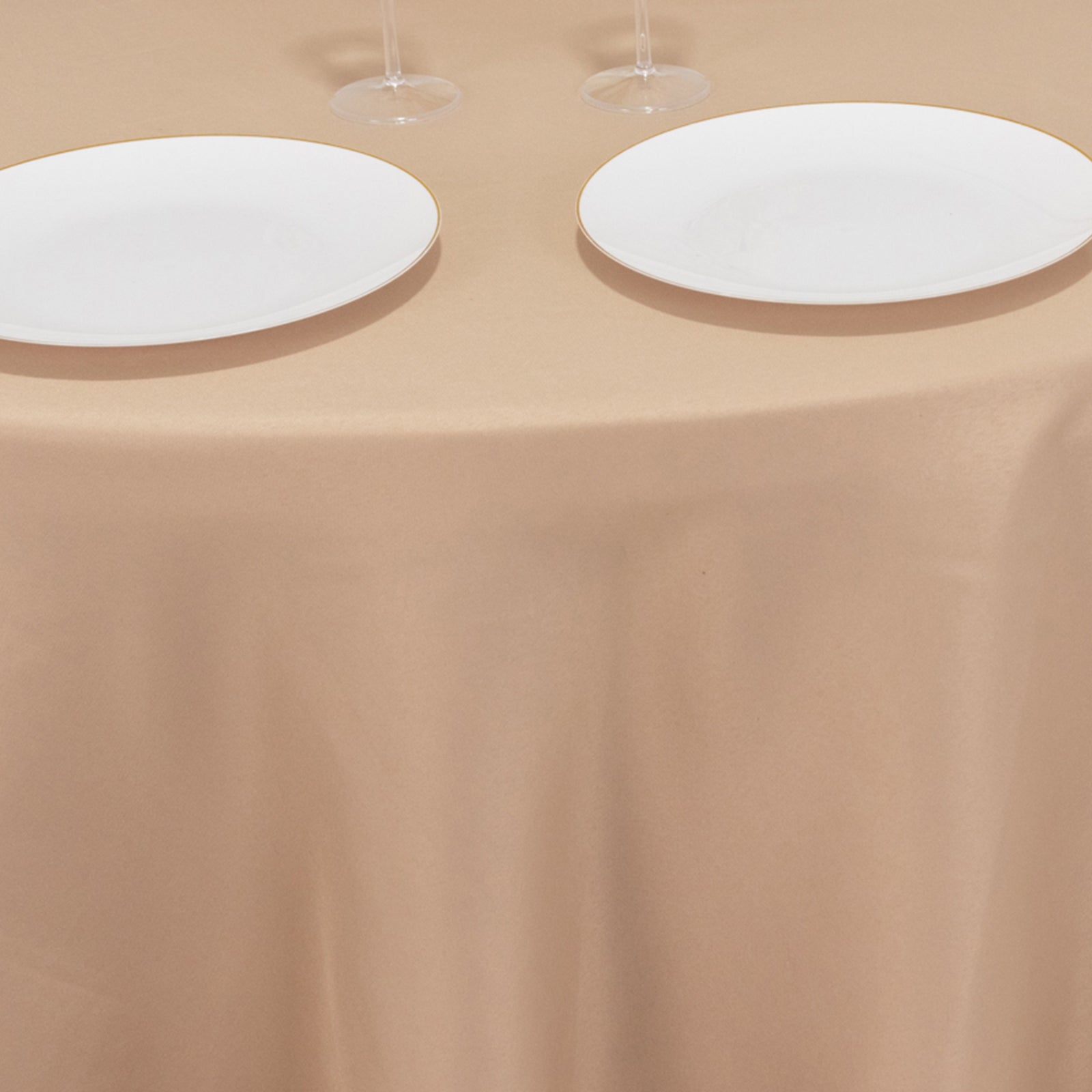 Exclusive 120' Dia. Nude Premium Polyester Round Tablecloth - 220GSM Seamless & Wrinkle-Resistant