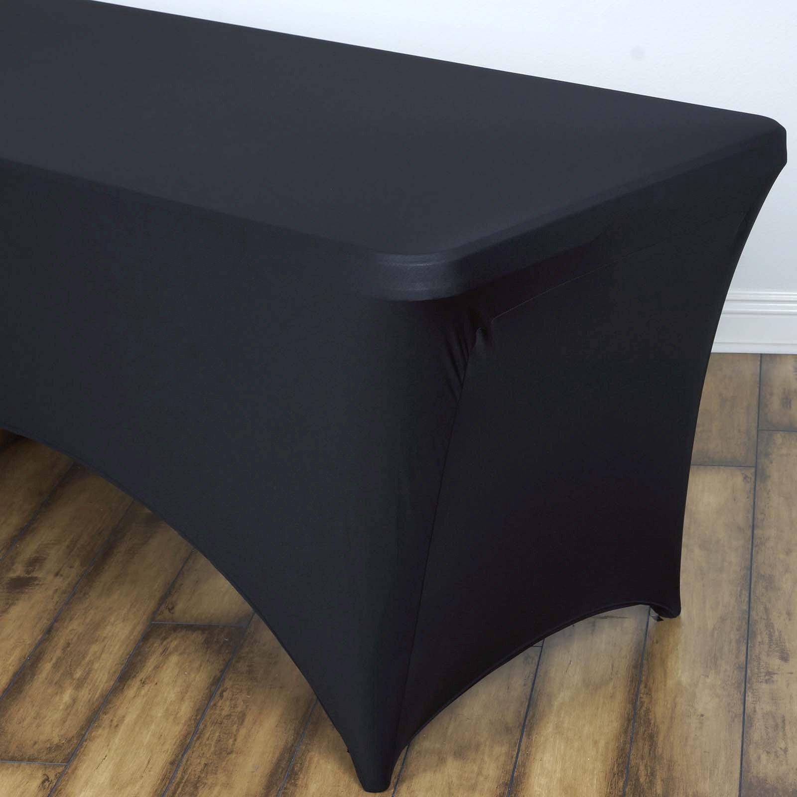 Black Durable Spandex Stretch Table Cover for 8-Foot Rectangular Tables - A Must-Have!