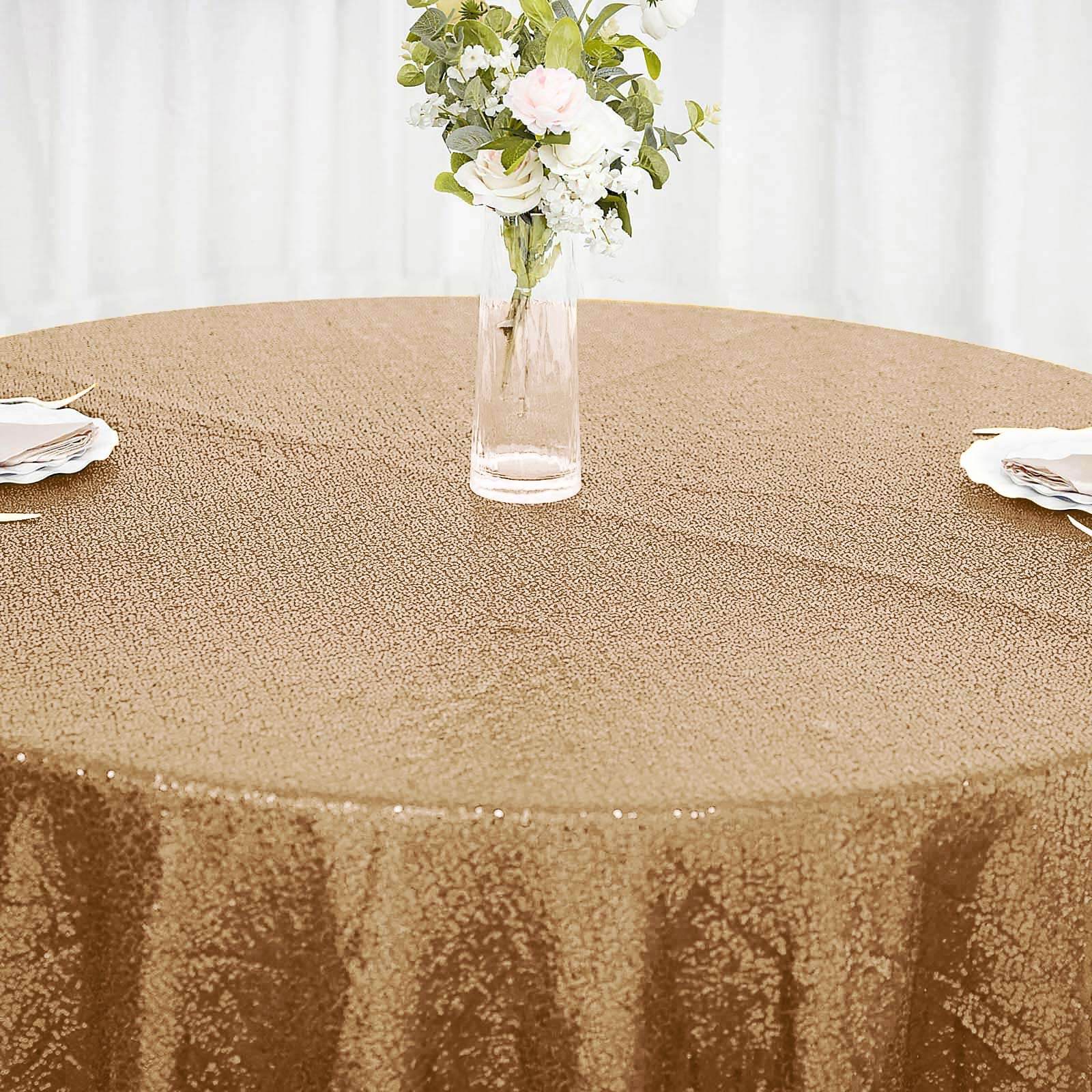 Gold Sequin 108 Round Tablecloth - Ideal for Glam Events