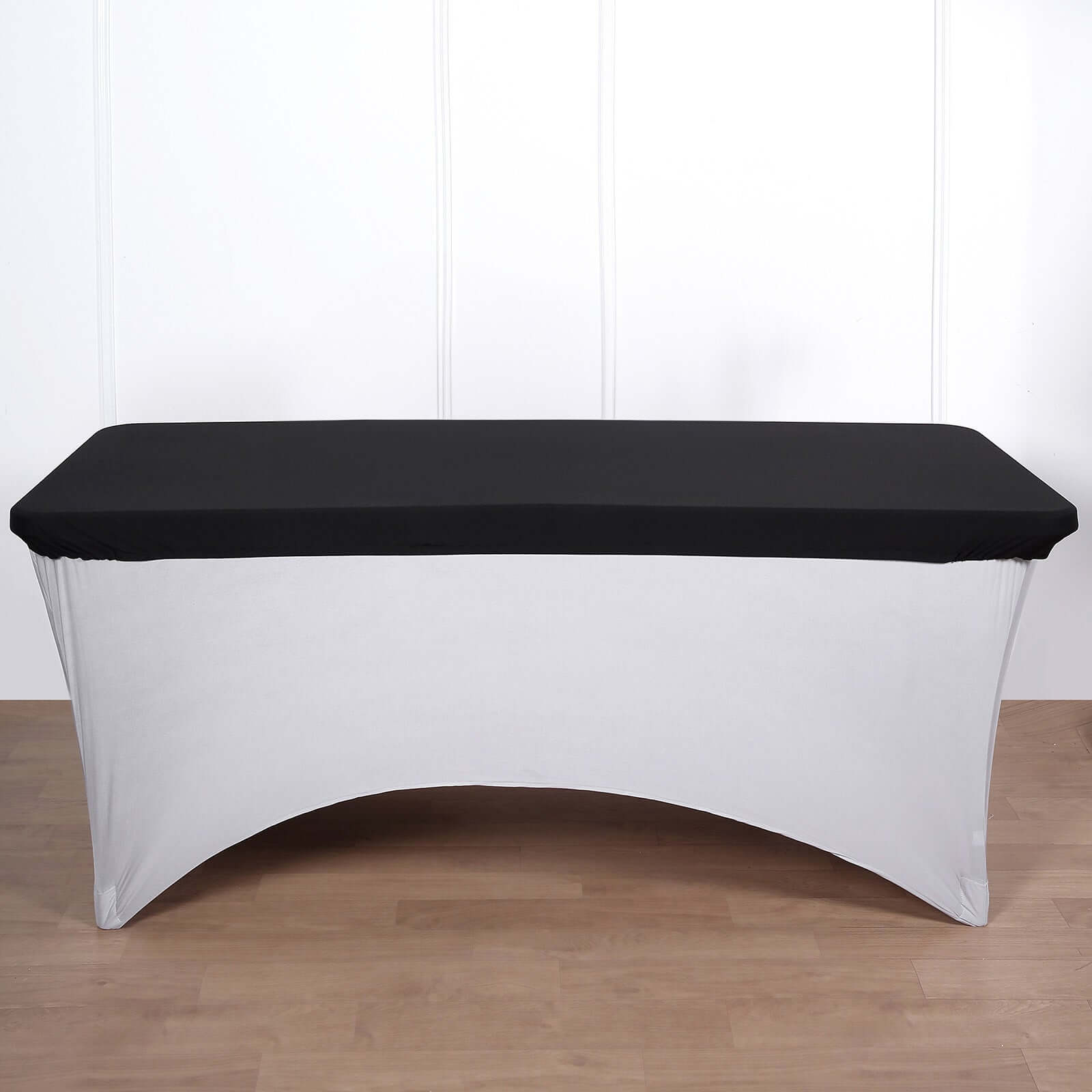Black Spandex Table Topper - Stretchy, Wrinkle-Free & Fitted (96x30)