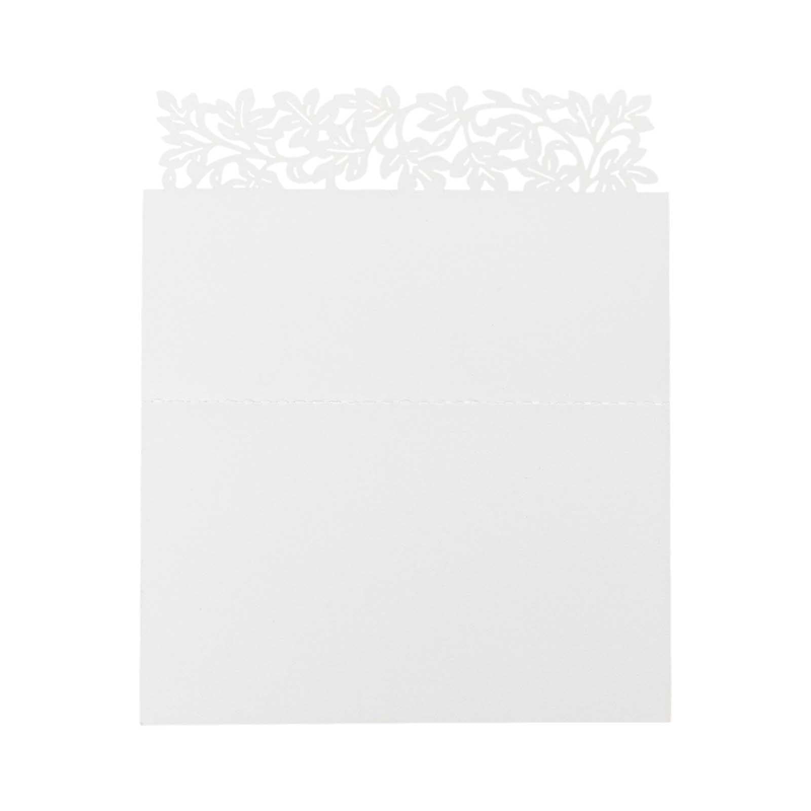 Hot Deal! 50-Pack Printable White Wedding Place Cards with Laser-Cut Leaf Vine Design, 210 GSM