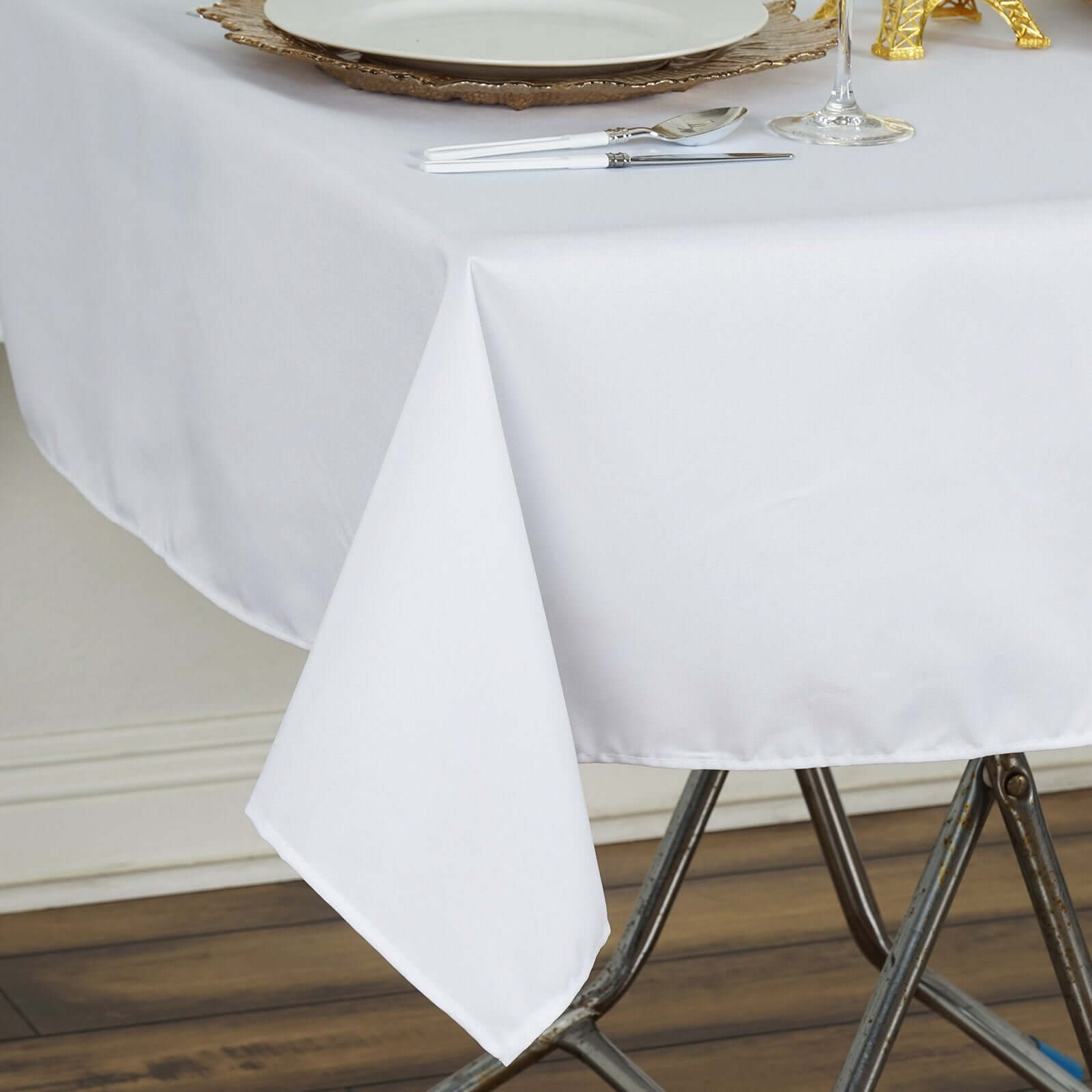 220GSM White Premium Polyester 54x54 Square Stain & Wrinkle-Resistant Tablecloth for Weddings