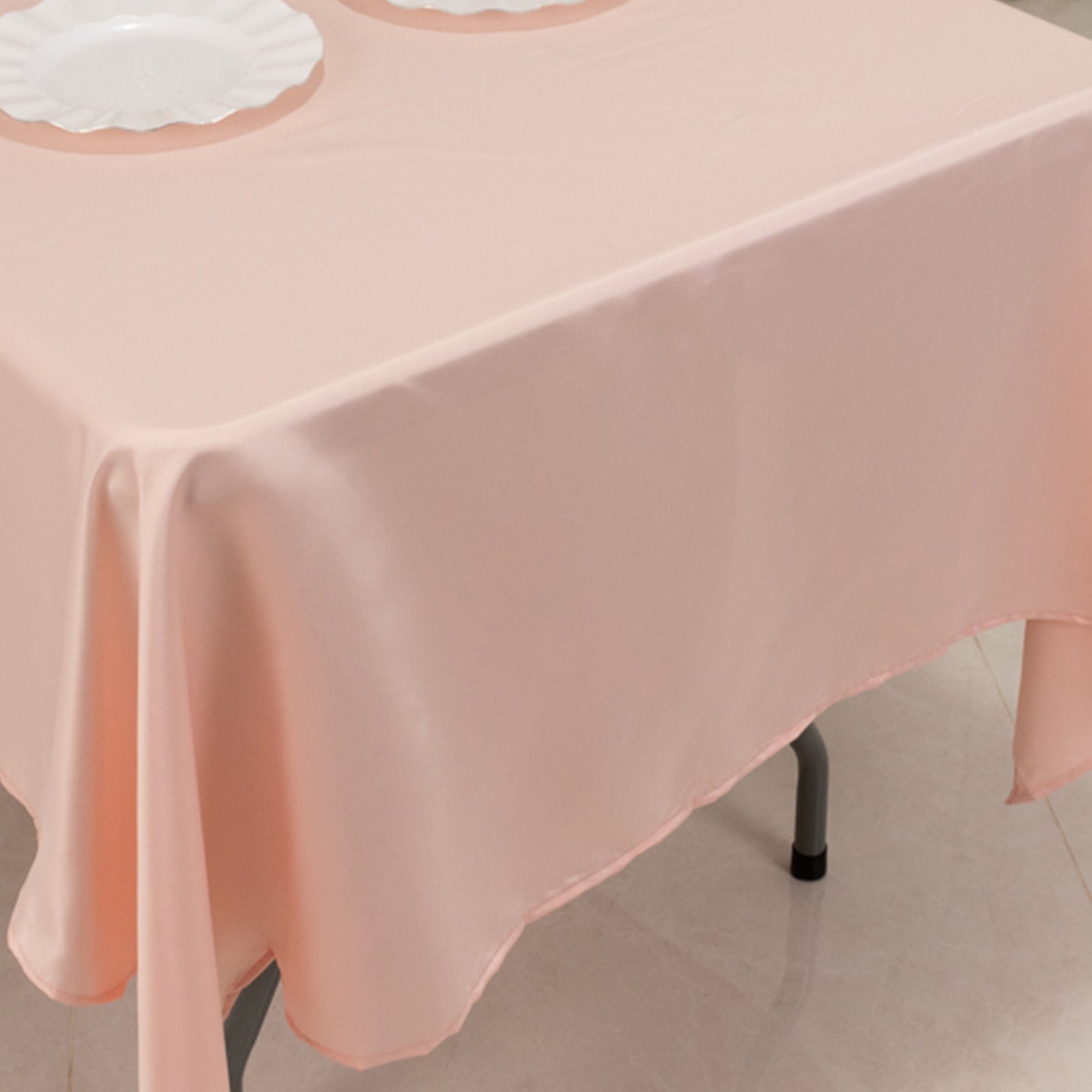 Blush Lamour Satin Rectangle Tablecloth 60x102 - Durable & Soft for Events