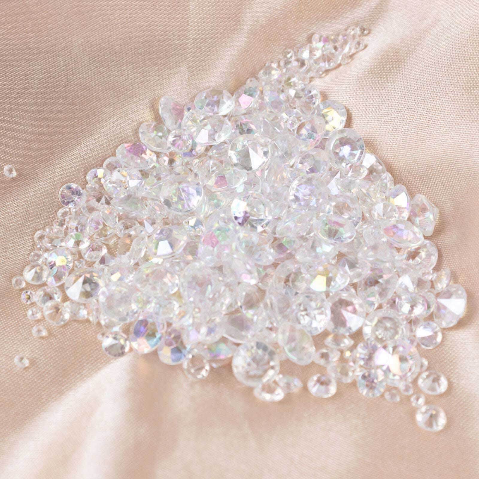 Get 4000 Pcs Iridescent Acrylic Diamond Beads - Ideal for Wedding Decor & DIY, 3mm, 6mm, 10mm Sizes