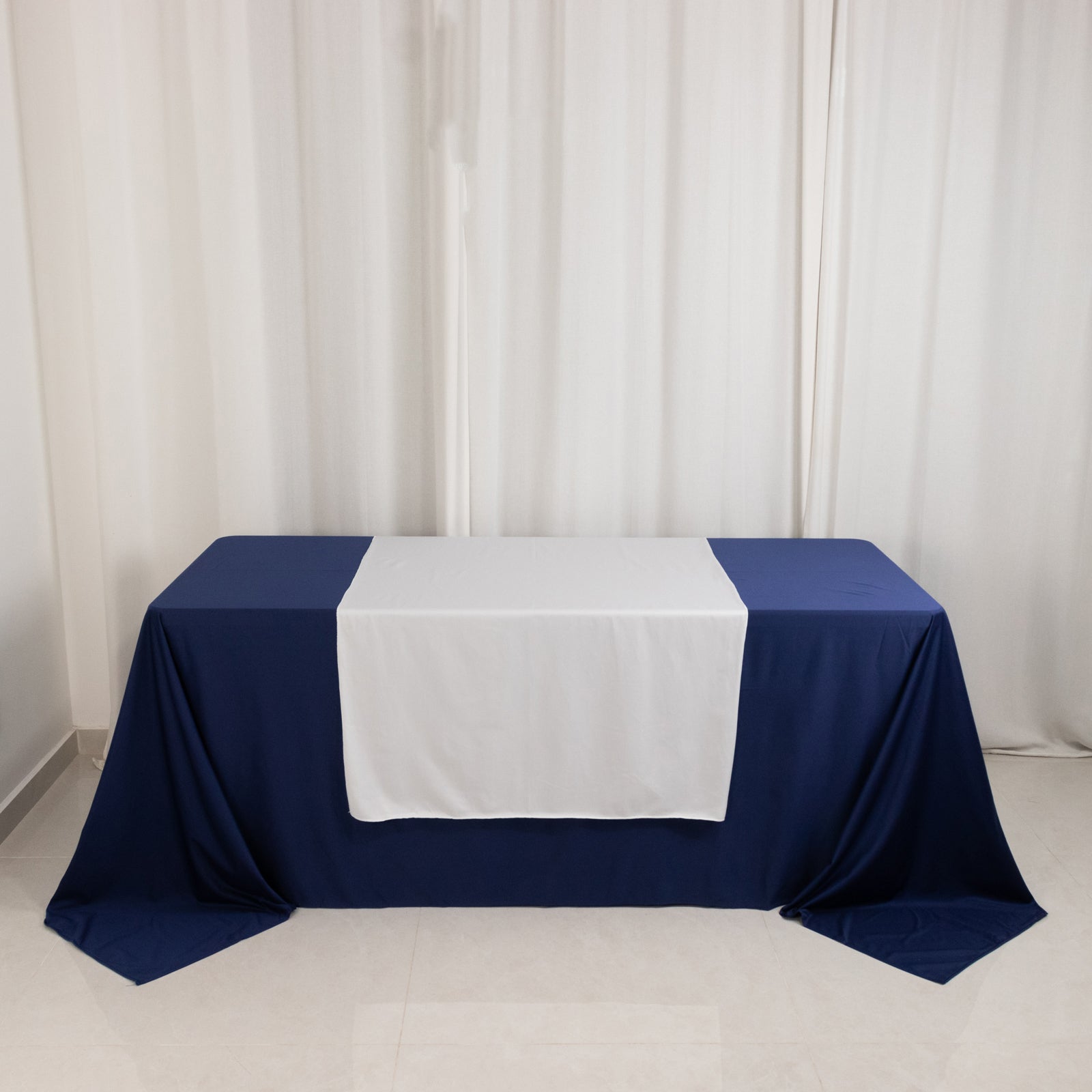 White 36x72 Wide Premium Polyester Table Runner - Ideal for Custom Event Branding