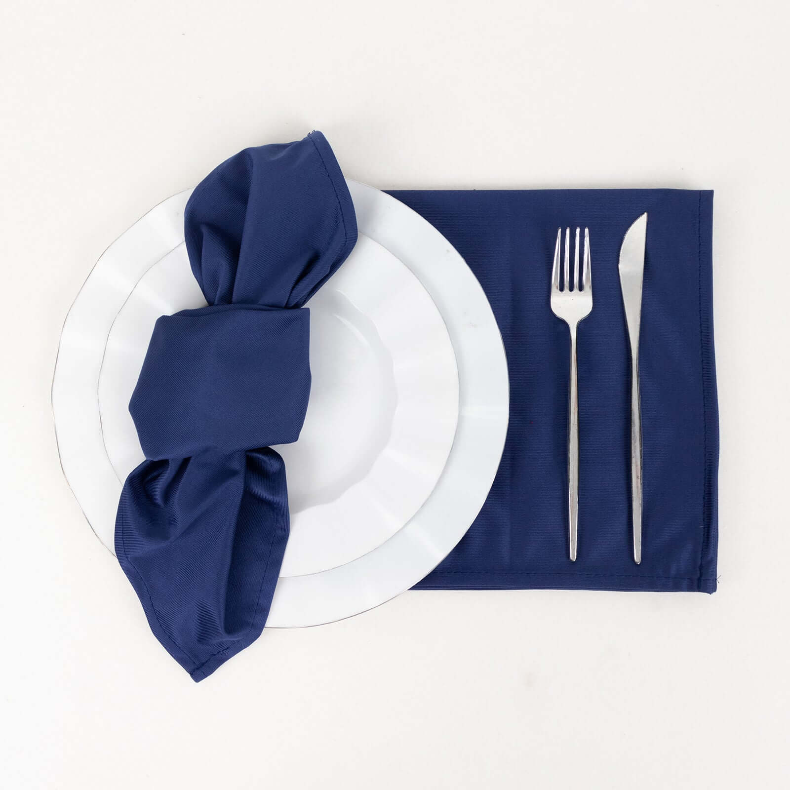 5-Pack Navy Blue Premium Scuba 20x20 Reusable Dinner Napkins - Durable & Stain-Free