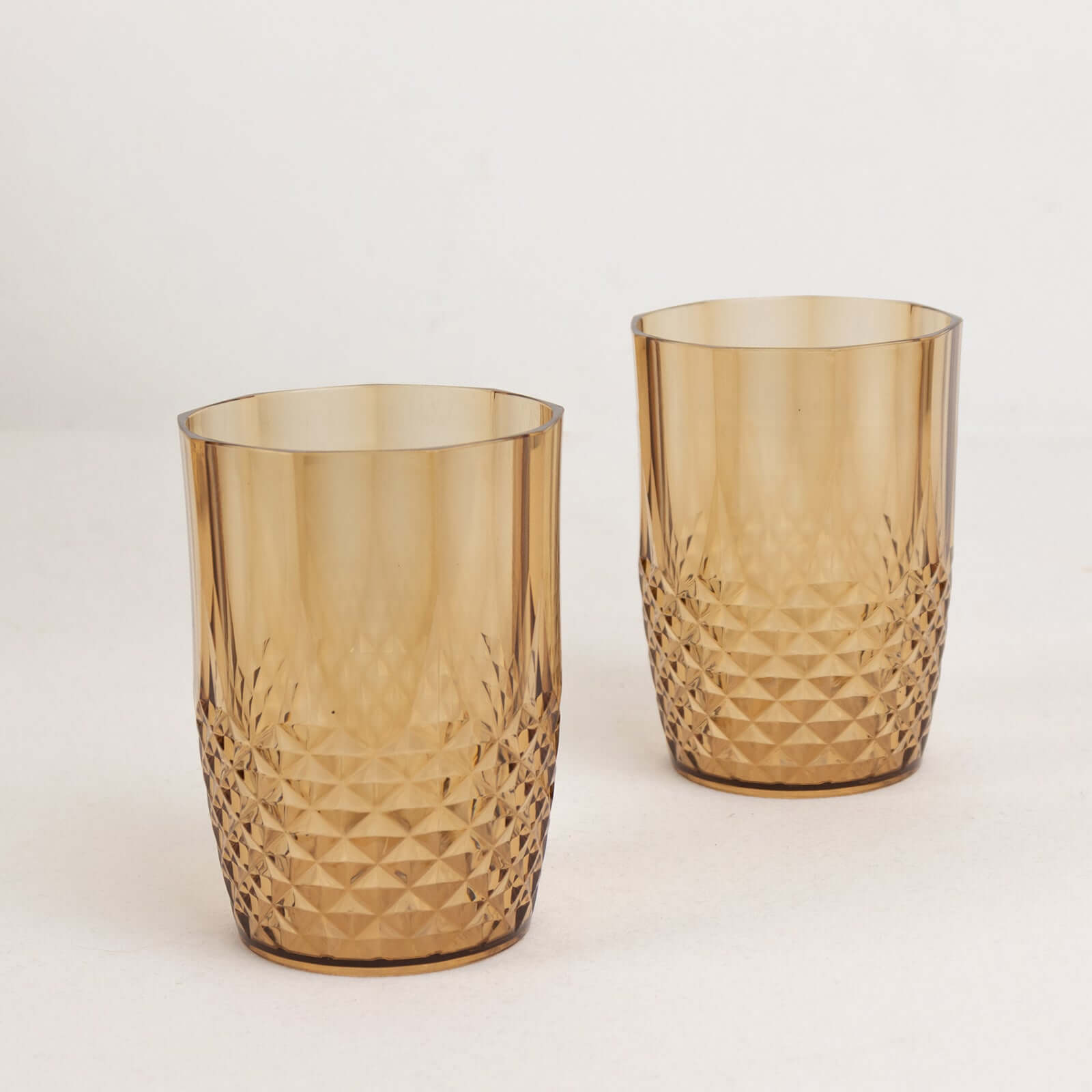 Hot Deal! 6-Pack Reusable 16oz Amber Gold Plastic Tumblers with Crystal Cut Style
