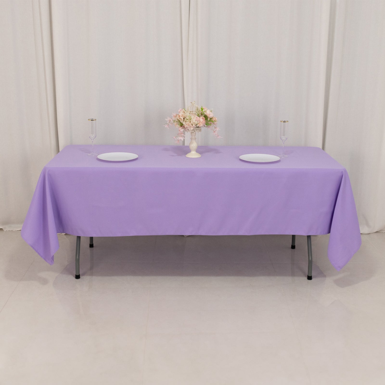 Hot Sale! Durable 220GSM Wrinkle-Resistant Lavender Lilac Premium Polyester Rectangle Tablecloth 60x102