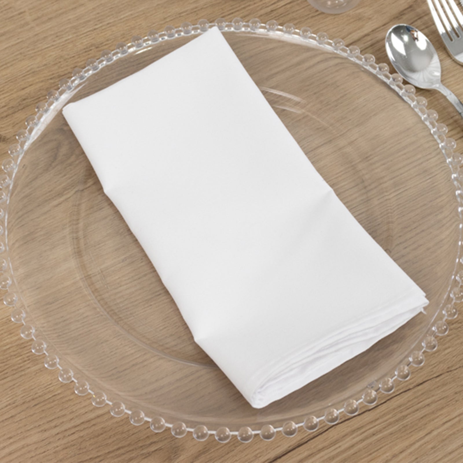 5-Piece Set of 20x20 Wrinkle-Resistant White Cotton Blend Dinner Napkins for Daily Use