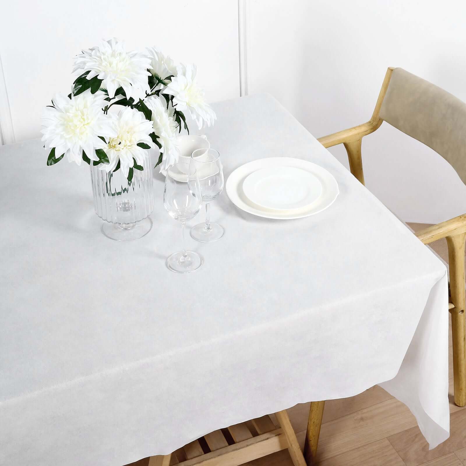 Disposable White Airlaid Rectangle Tablecloth 50x108 - Linen - Like for Easy Cleanup