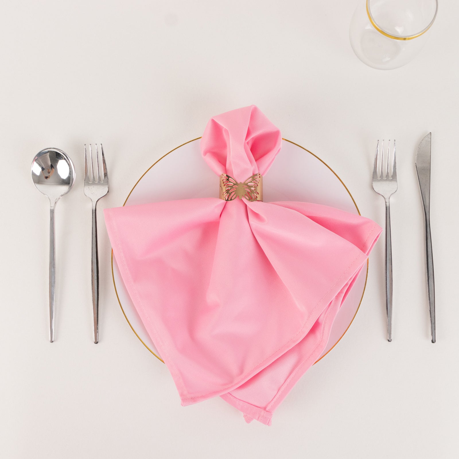 5-Piece Set of Premium Pink 20x20 Scuba Dinner Napkins - Durable and Reusable