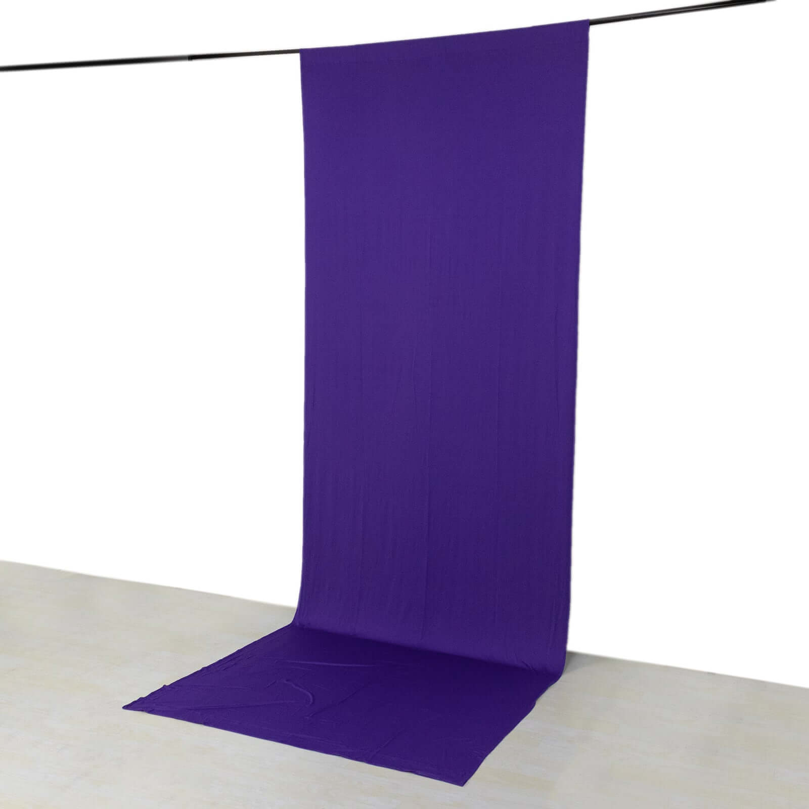 Exclusive Purple 4-Way Stretch Spandex Wrinkle-Free Event Curtain, 5ftx14ft with Rod Pockets