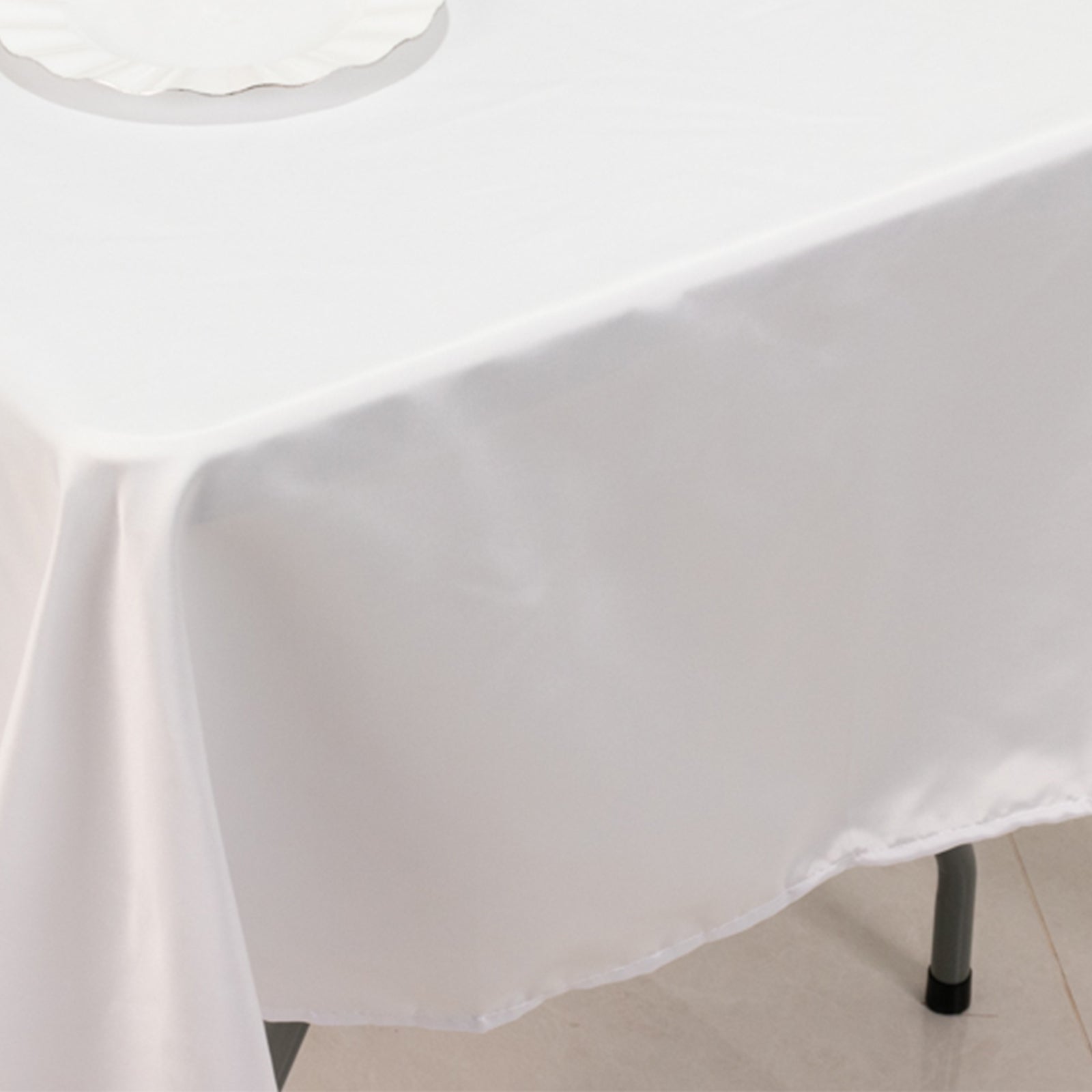 Premium White Lamour Satin Rectangle Tablecloth (60x102) for Weddings and Banquets - Durable & Soft