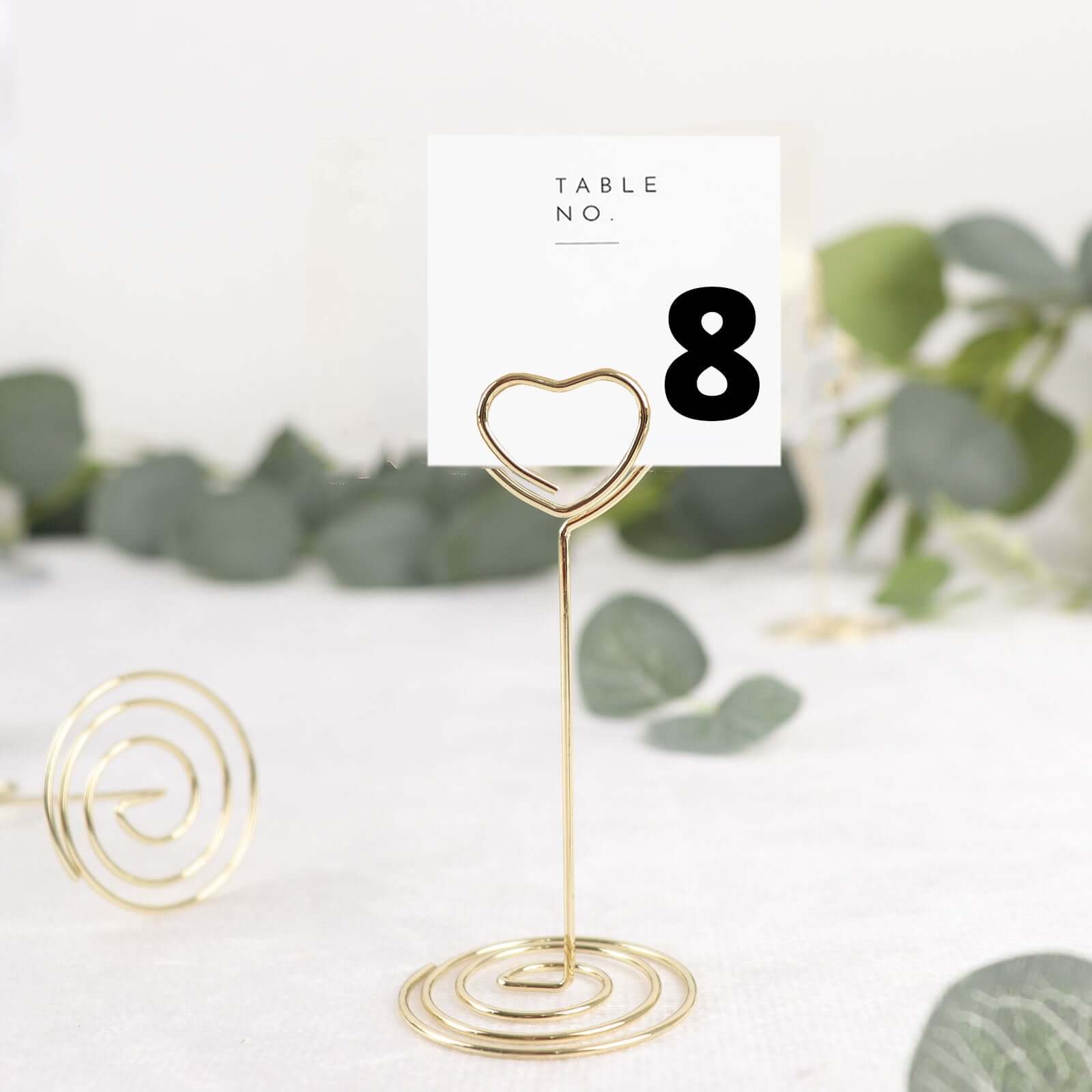 10-Pack Gold Metal Heart Design Card Holders - Ideal for Wedding Table Numbers and Menu Clips