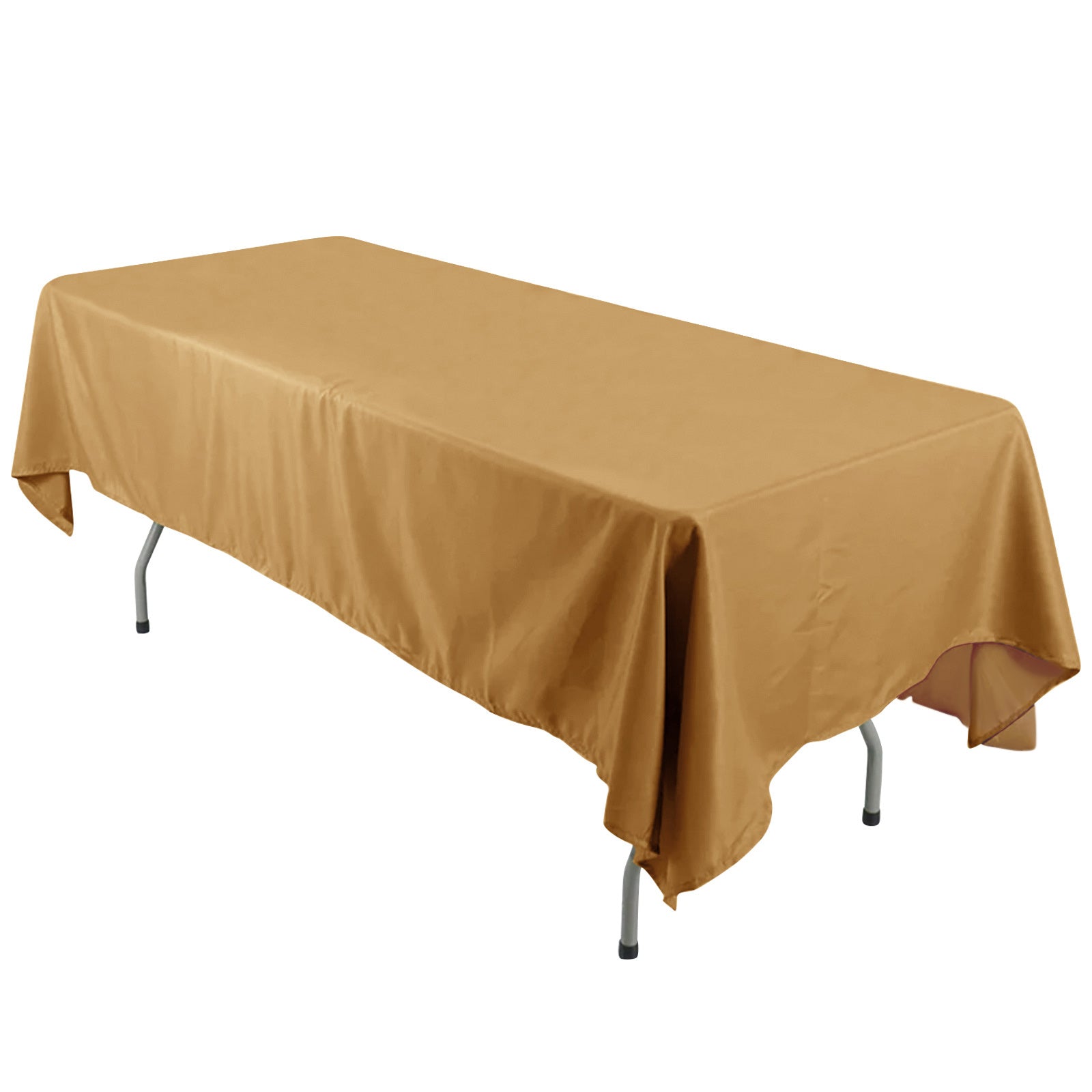 Hot! Wrinkle-Resistant Gold Polyester 60x126 Rectangle Tablecloth for Weddings & Parties