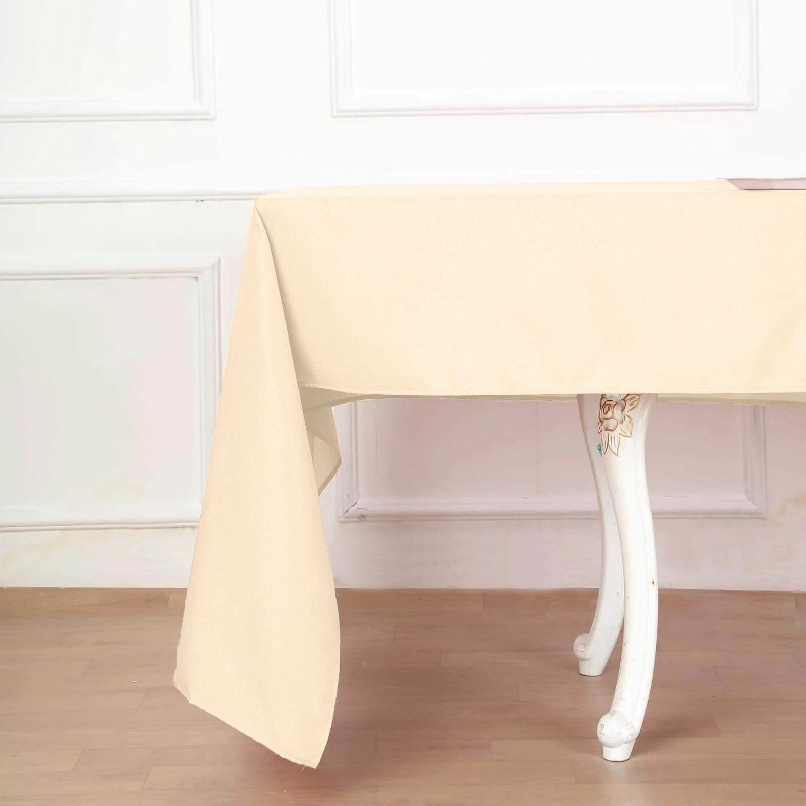 Beige 60x126 Wrinkle-Resistant Polyester Rectangle Tablecloth
