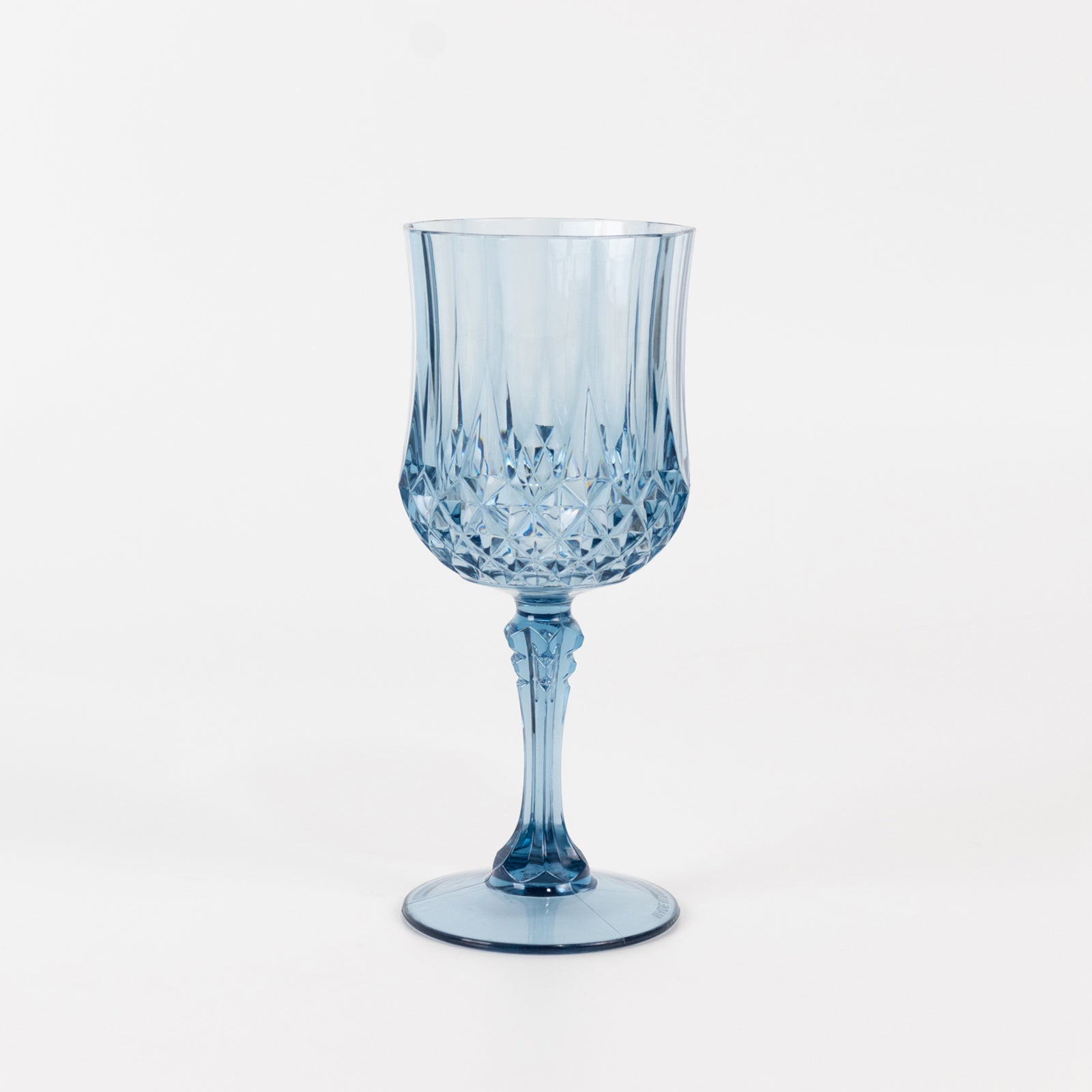 Hot Sale! 6-Pack 8oz Shatterproof Dusty Blue Plastic Cocktail Goblets with Crystal Cut Design