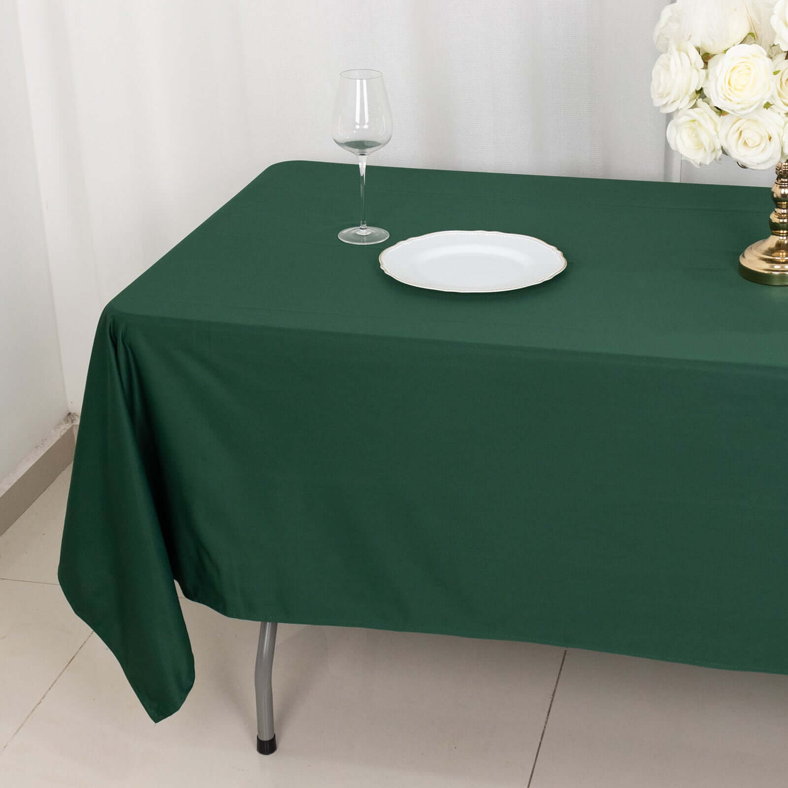 Exclusive Premium Scuba 60x102 Rectangular Tablecloth in Hunter Emerald Green - Wrinkle & Stain Free