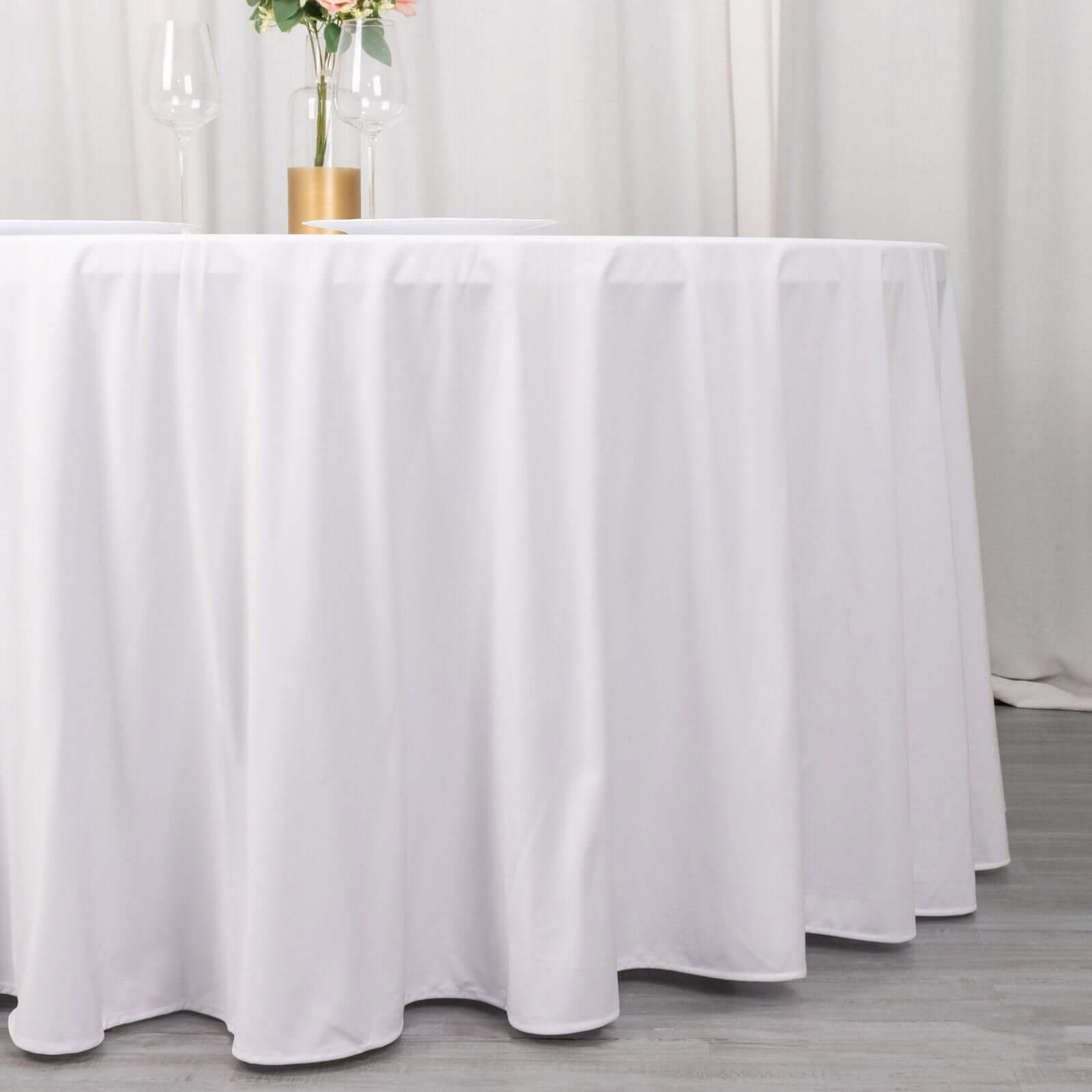 White Faux Linen 90x132 Rectangular Tablecloth - Ideal for Weddings & Special Events, Wrinkle-Resistant!