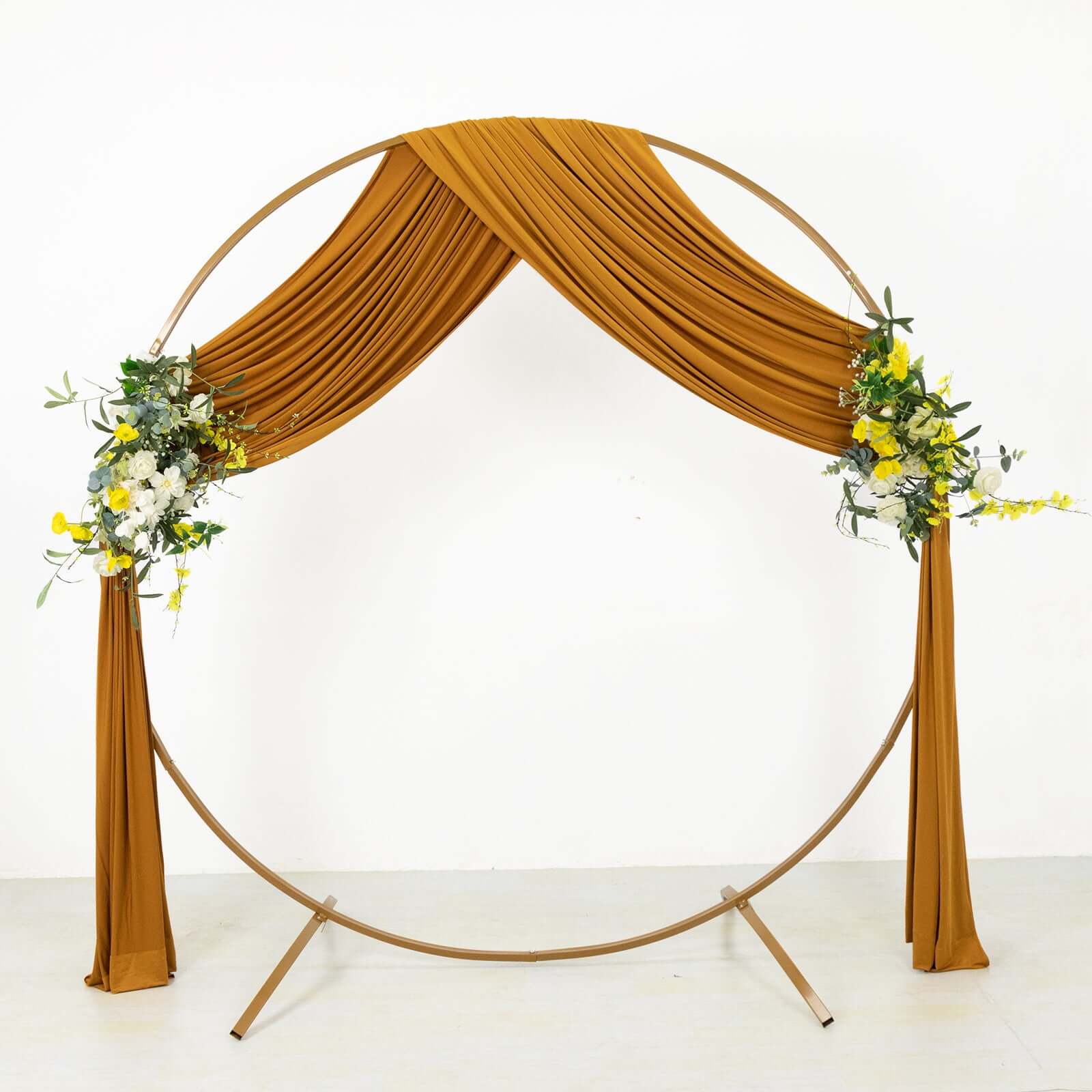 Hot Sale! Gold 4-Way Stretch Wrinkle-Free Spandex Event Curtain Drapes, 5ftx18ft with Rod Pockets