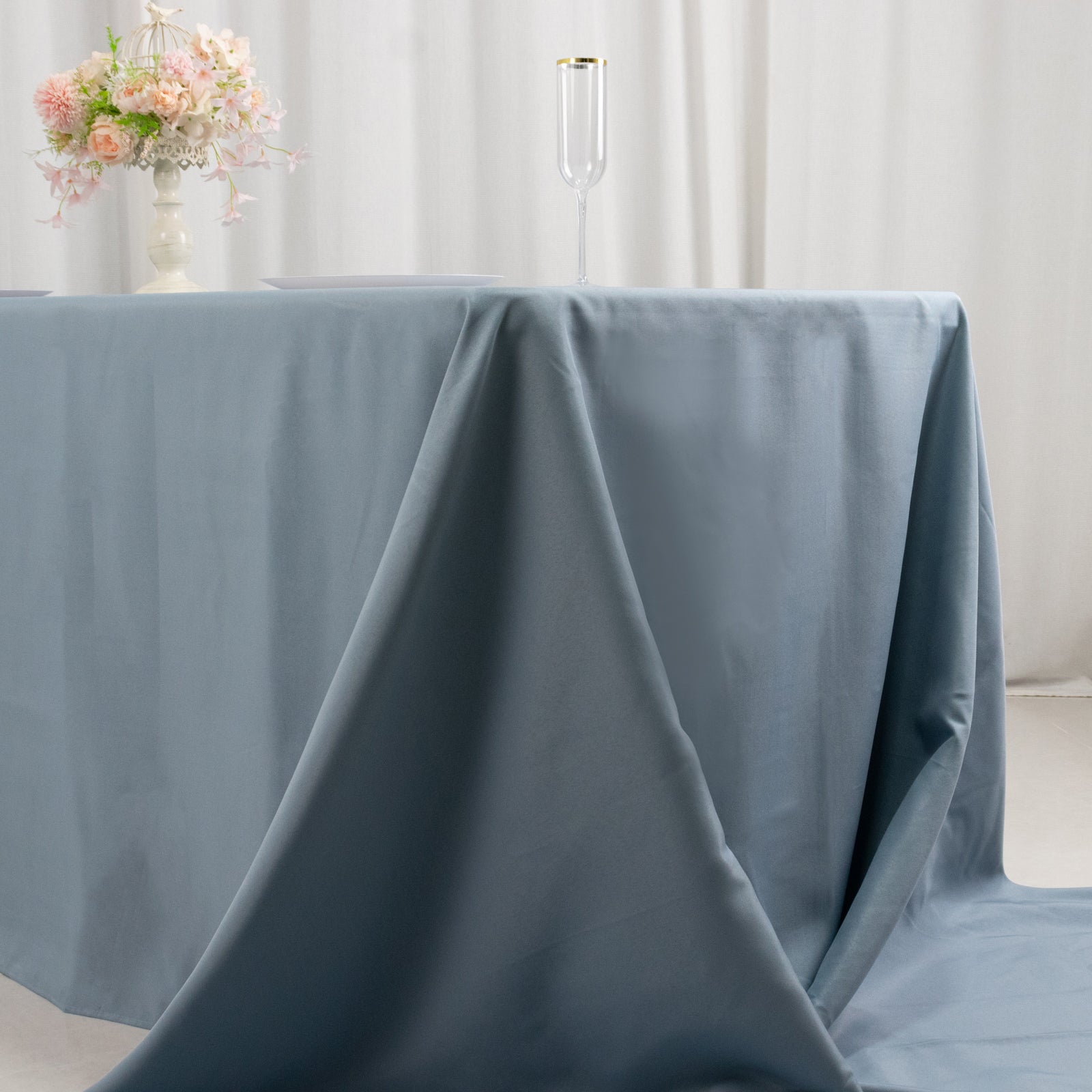 Exclusive Premium Polyester Rectangle Tablecloth in Dusty Blue - 90x156, 220GSM Stain-Resistant