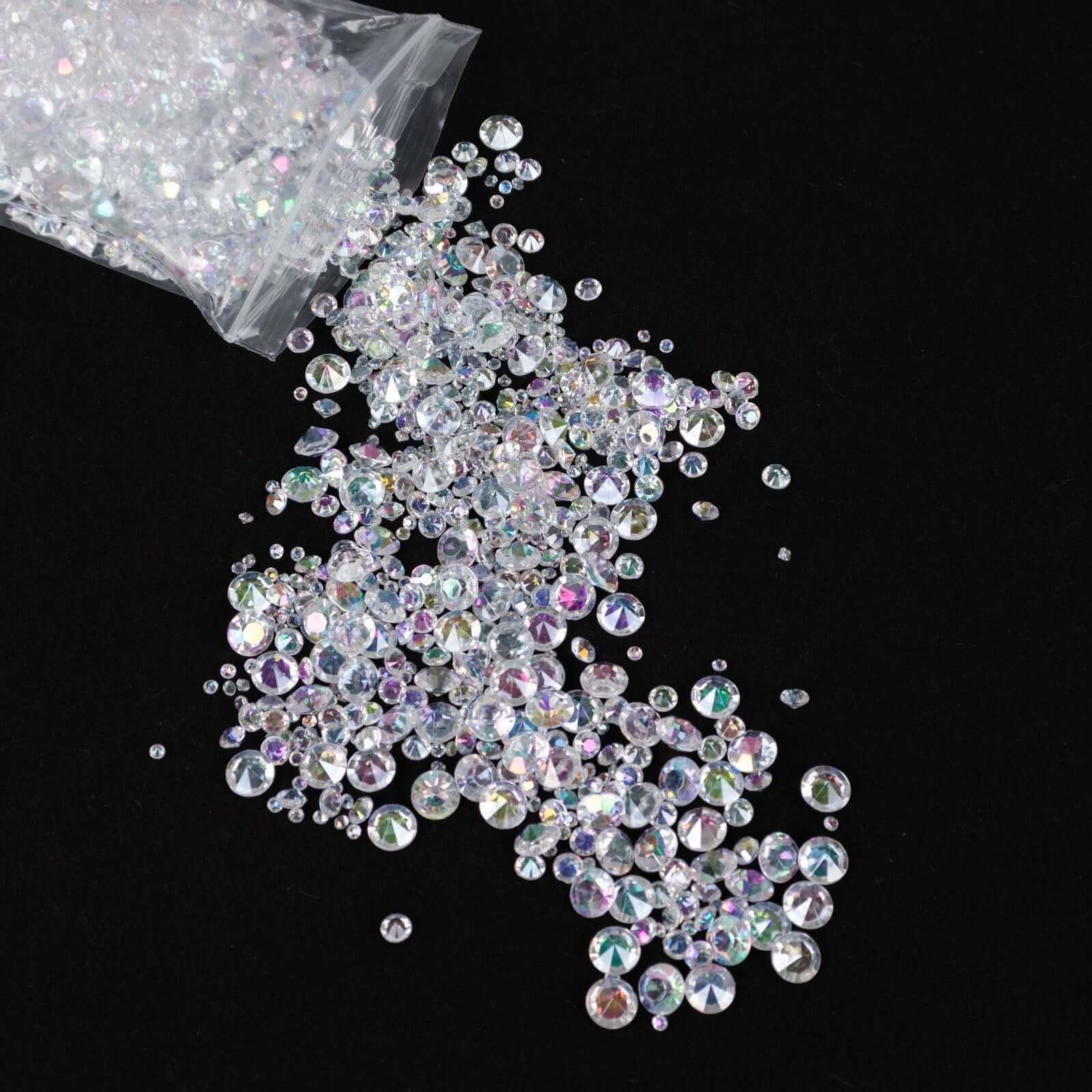 Get 4000 Pcs Iridescent Acrylic Diamond Beads - Ideal for Wedding Decor & DIY, 3mm, 6mm, 10mm Sizes