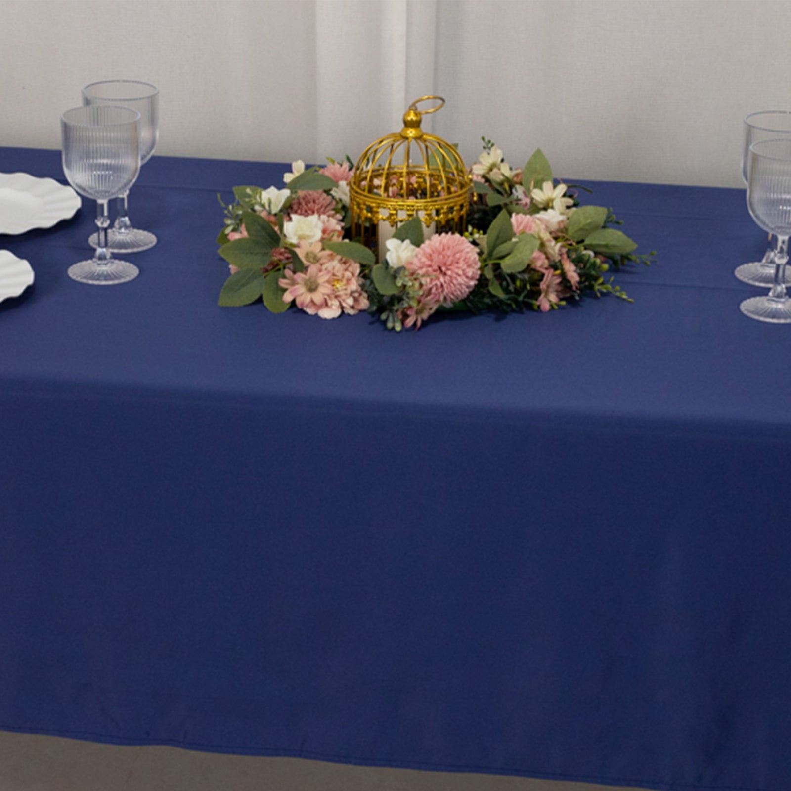 Navy Blue Lamour Satin Rectangle Tablecloth (60x102) - Durable & Soft