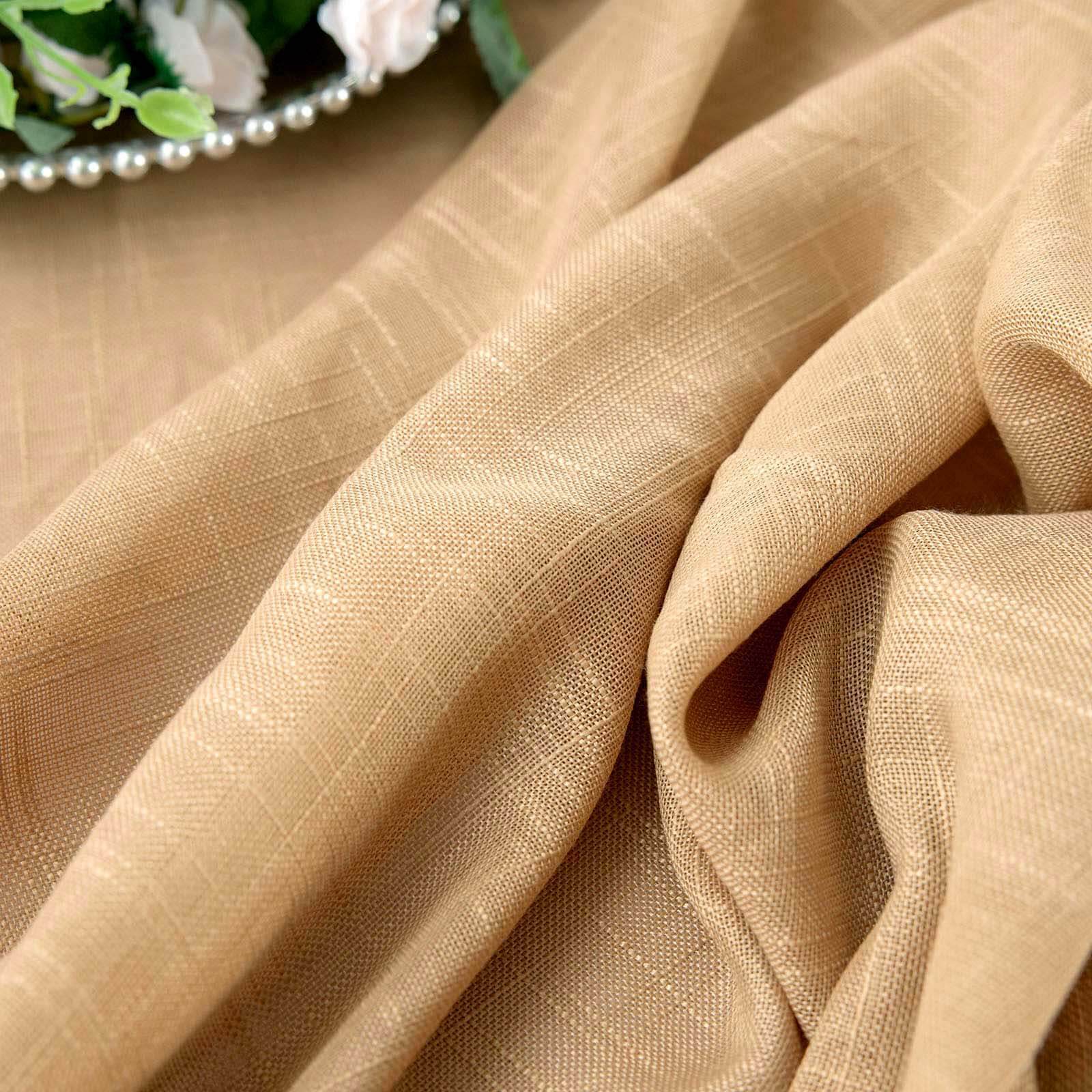 Natural Faux Linen 108 Round Wrinkle-Resistant Tablecloth - High Quality