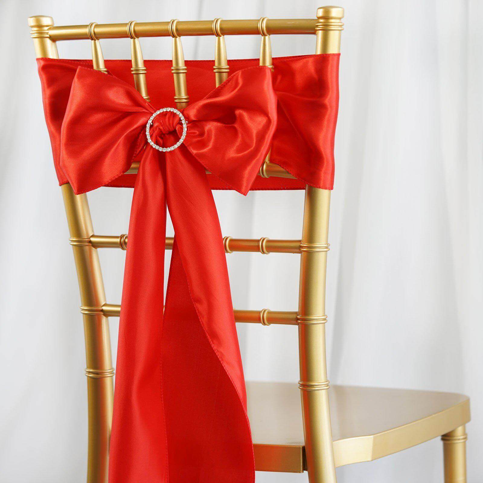 Hot Deal! 5-Pack Red Satin Chair Sashes with Shiny Finish, 6x106
