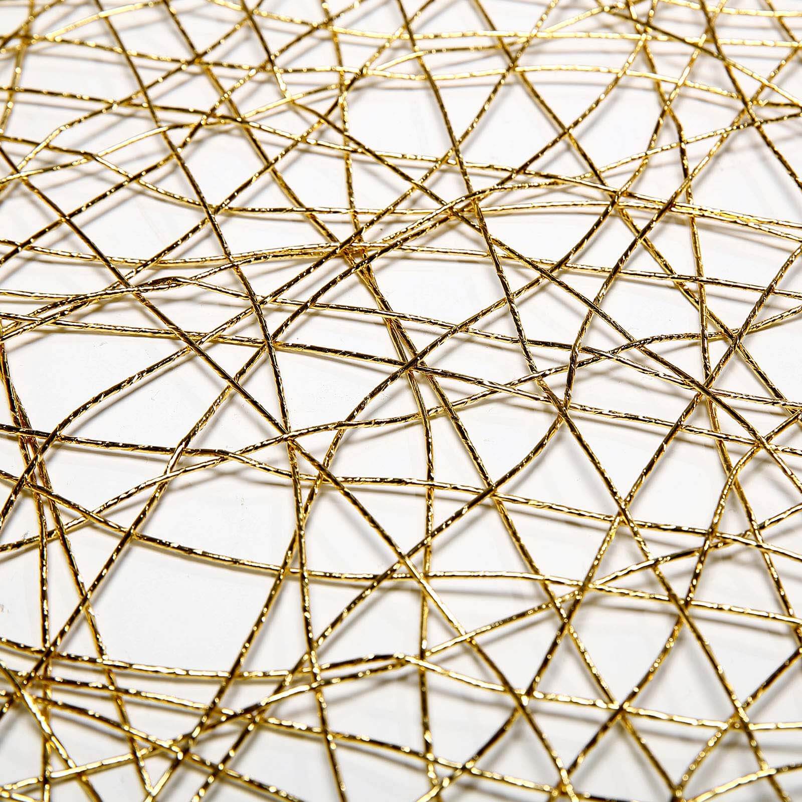 Hot Sale! 16x72 Gold Foil Wrapped Metallic String Woven Table Runner for Decor