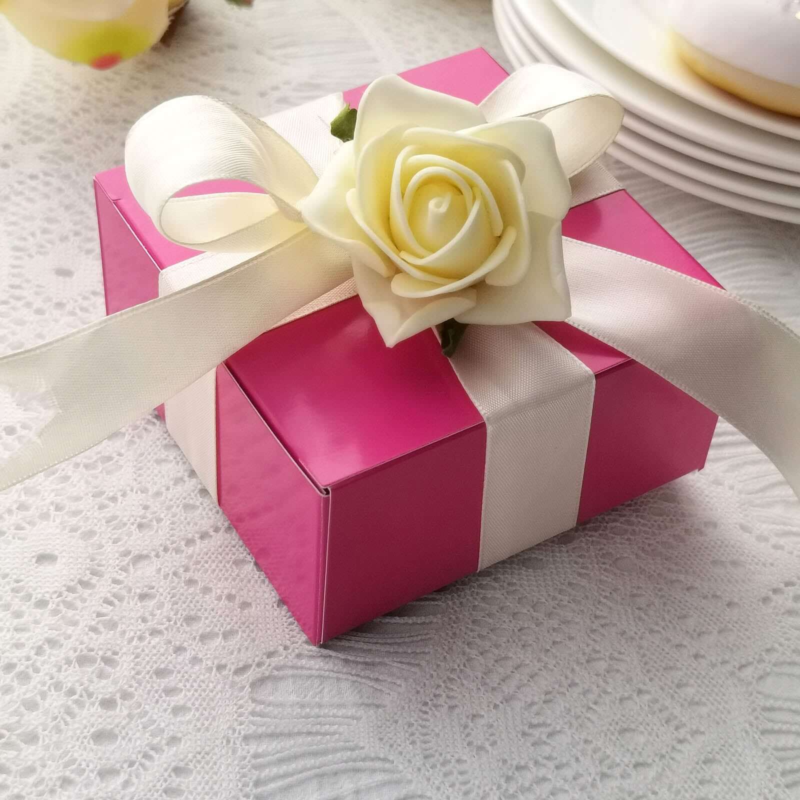 100-Pack Fuchsia Cardstock 4x4x2 Cake Cupcake Party Favor Gift Boxes for DIY