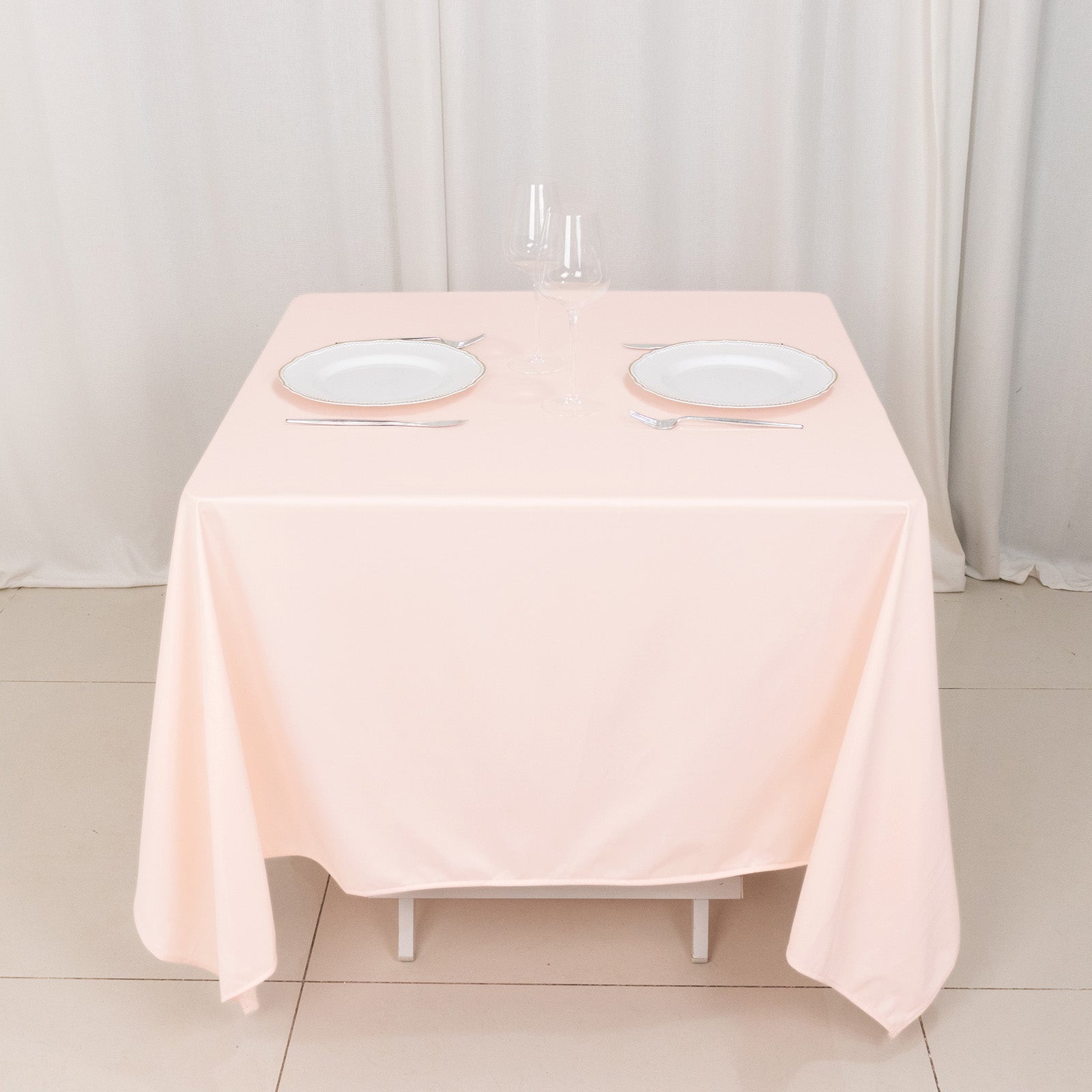 Premium Blush 70x70 Wrinkle-Free & Stain-Resistant Scuba Square Tablecloth