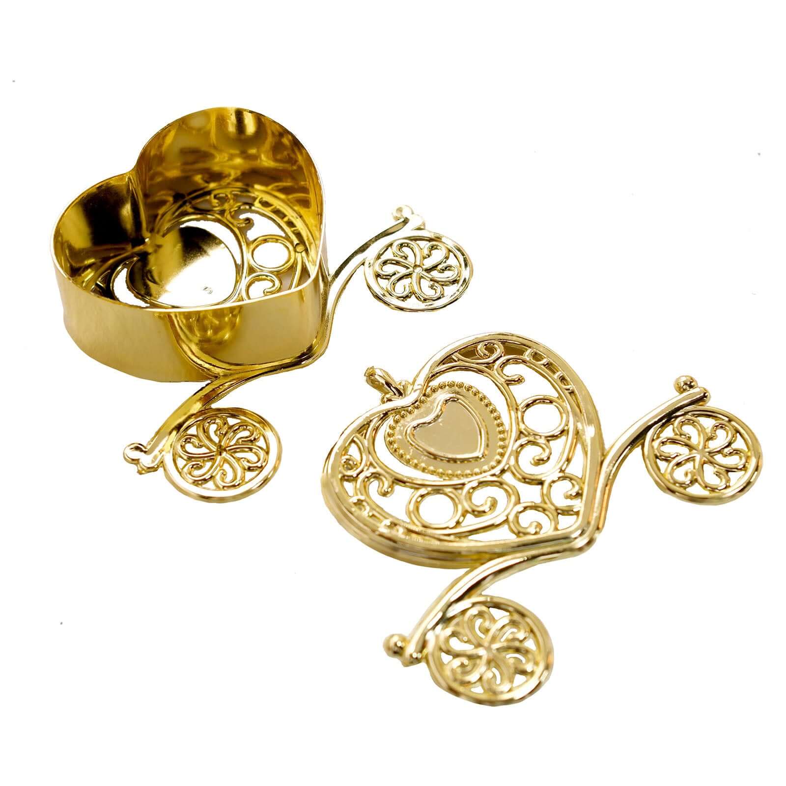 12-Pack Gold Plastic Princess Heart Carriage Party Favor Boxes for Treats