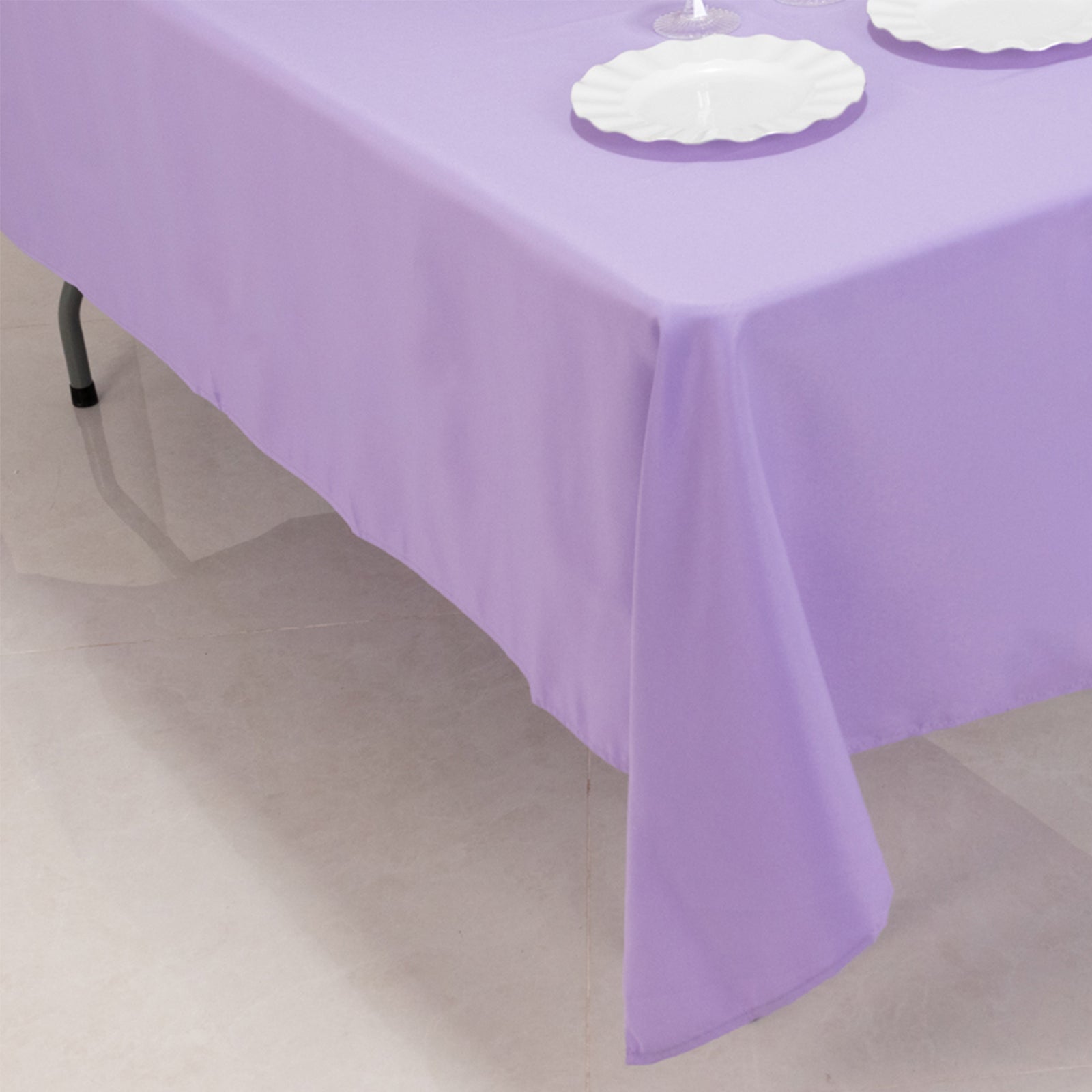Hot Sale! Durable 220GSM Wrinkle-Resistant Lavender Lilac Premium Polyester Rectangle Tablecloth 60x102