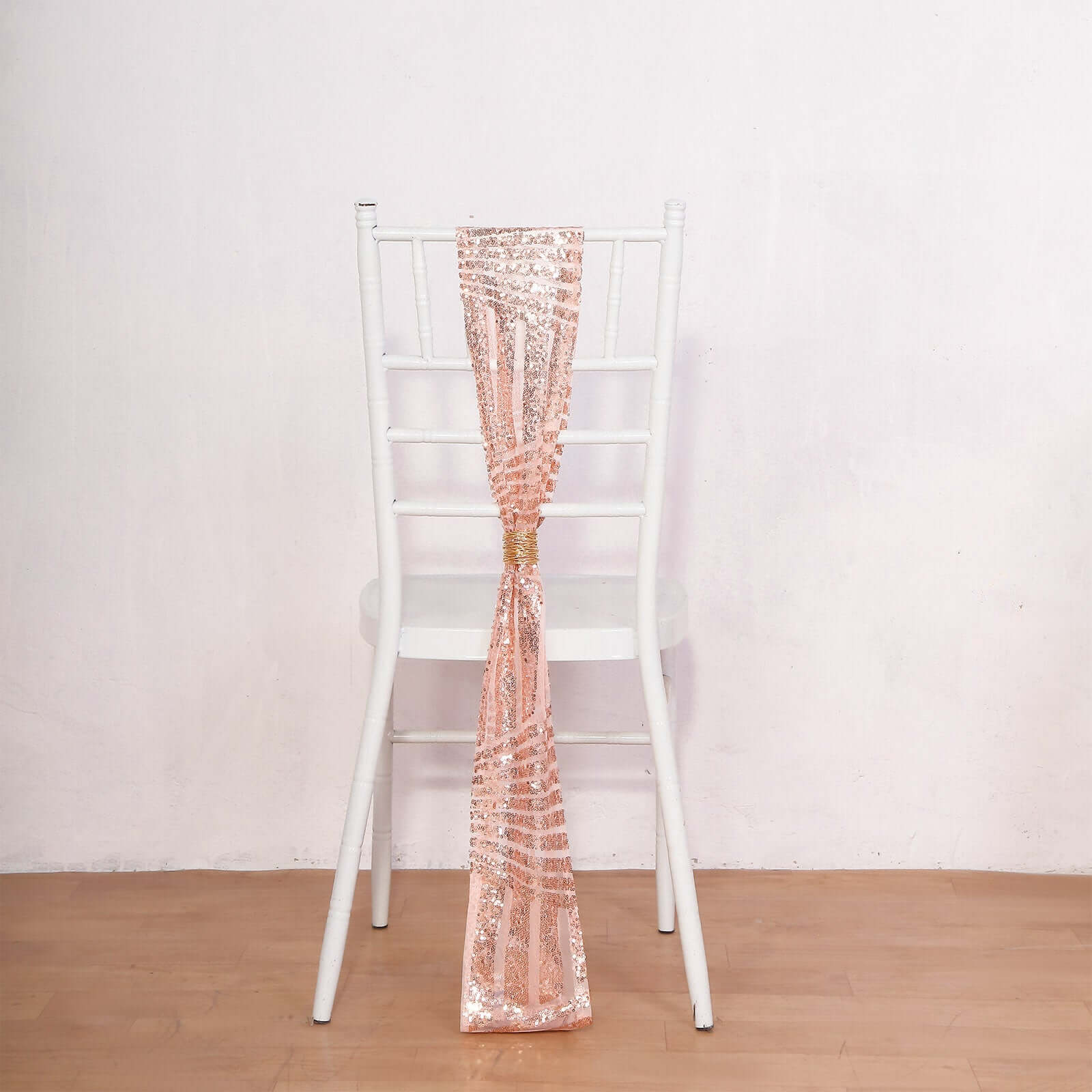 5-Pack Rose Gold Glitz Sequin Chair Sashes with Diamond Design - Exclusive Offer