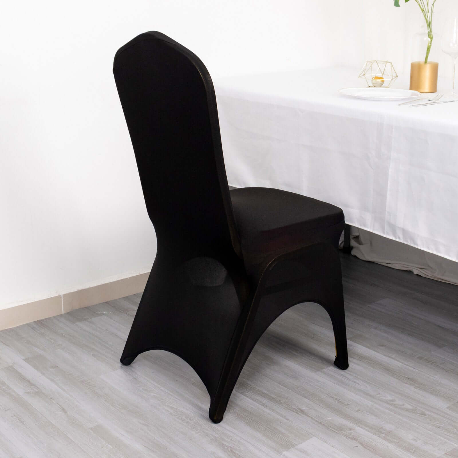 Hot! Black Premium Stretch Spandex Banquet Chair Cover - Durable 160GSM Fabric with 3 - Way Arch & Foot Pockets