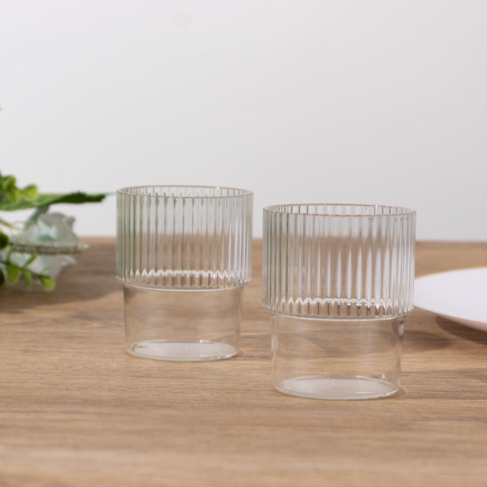 Hot Deal! 12-Pack Reusable 7oz Clear Plastic Stackable Drinking Tumblers with Ribbed Pattern