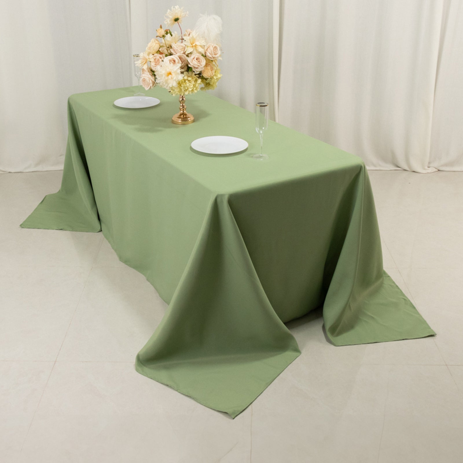 Exclusive Sage Green 90x132 Premium Polyester Seamless Tablecloth - Stain-Resistant