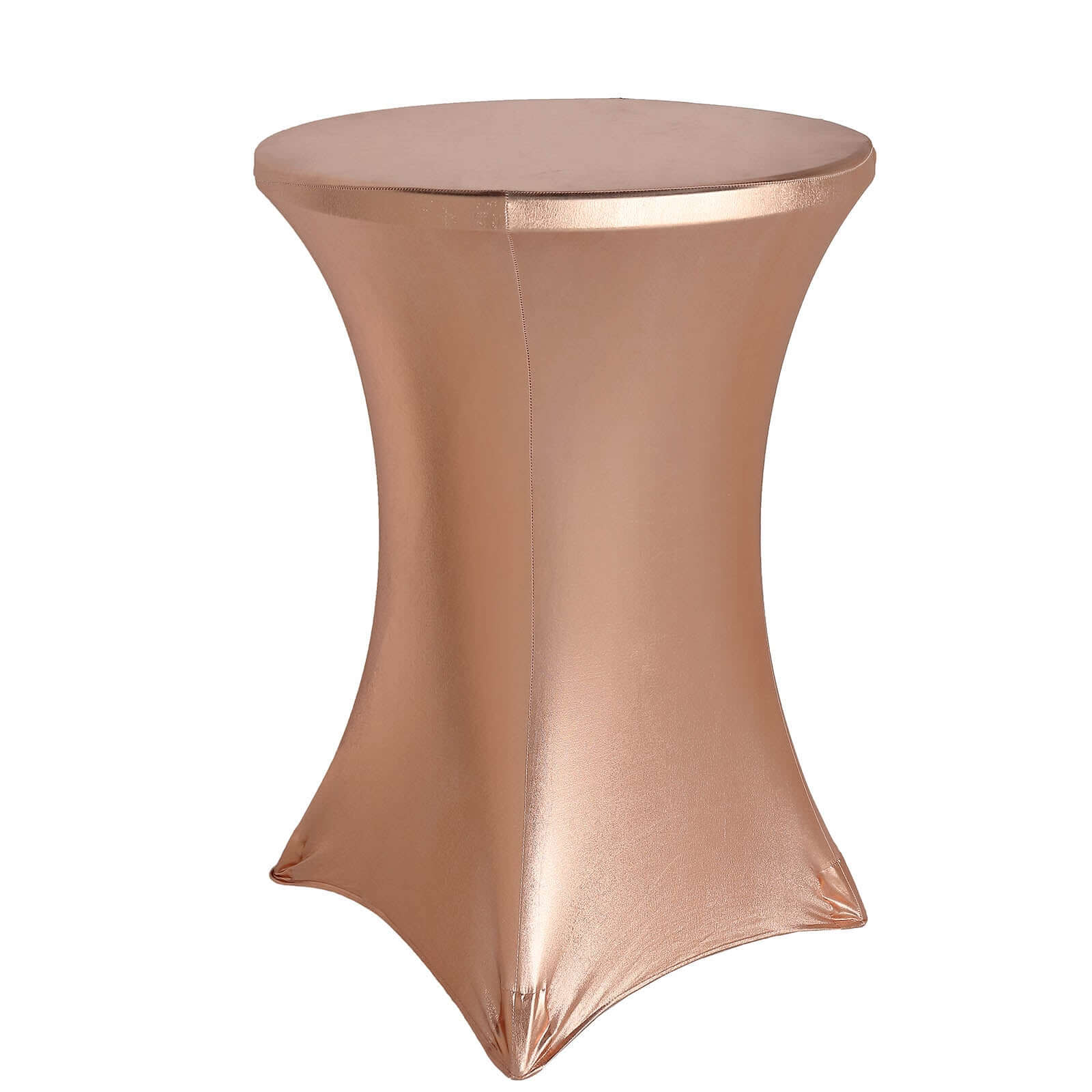 Exclusive Blush Metallic Spandex Stretch Cocktail Table Cover - 30" - 32" Diameter, Water-Resistant