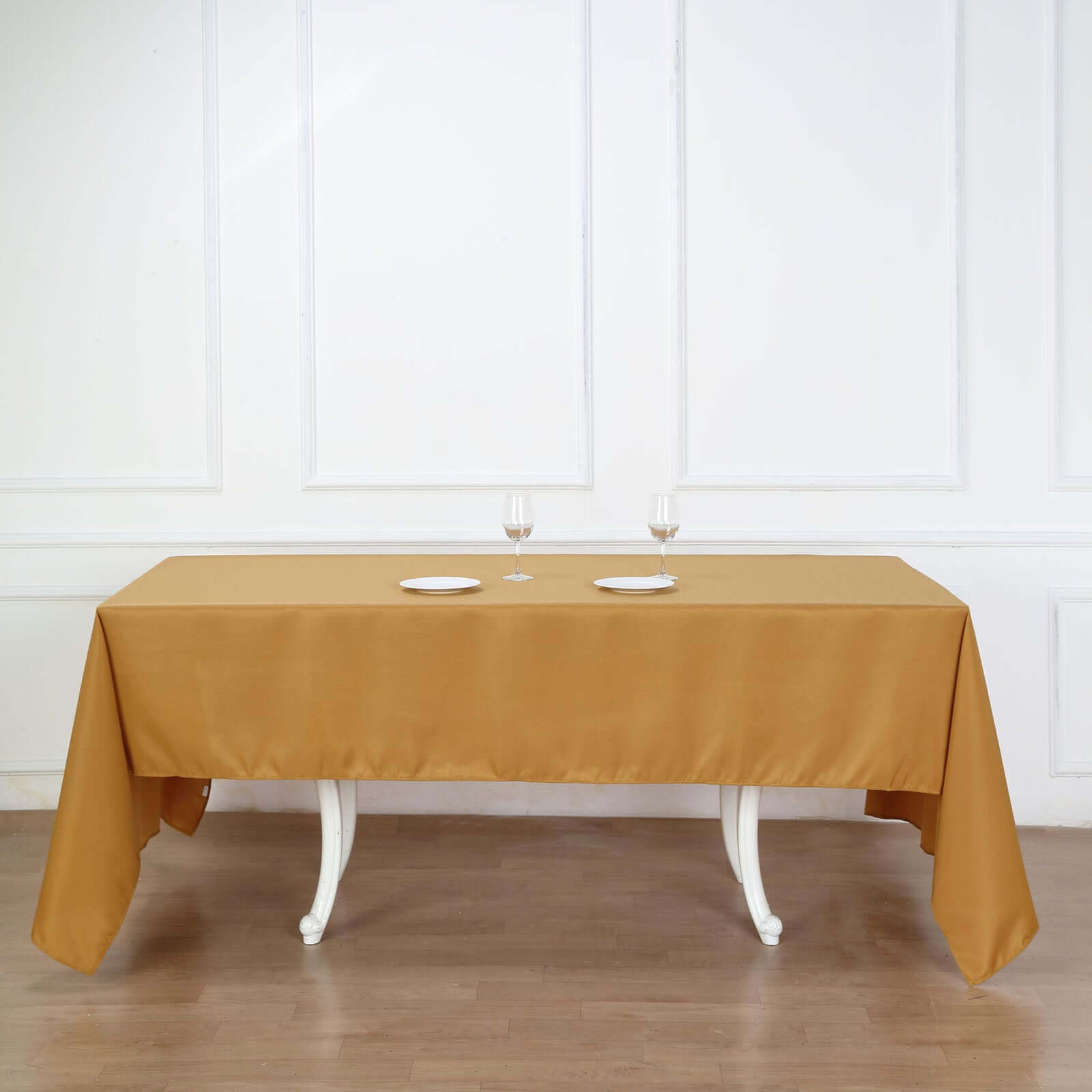 Hot! Wrinkle-Resistant Gold Polyester 60x126 Rectangle Tablecloth for Weddings & Parties