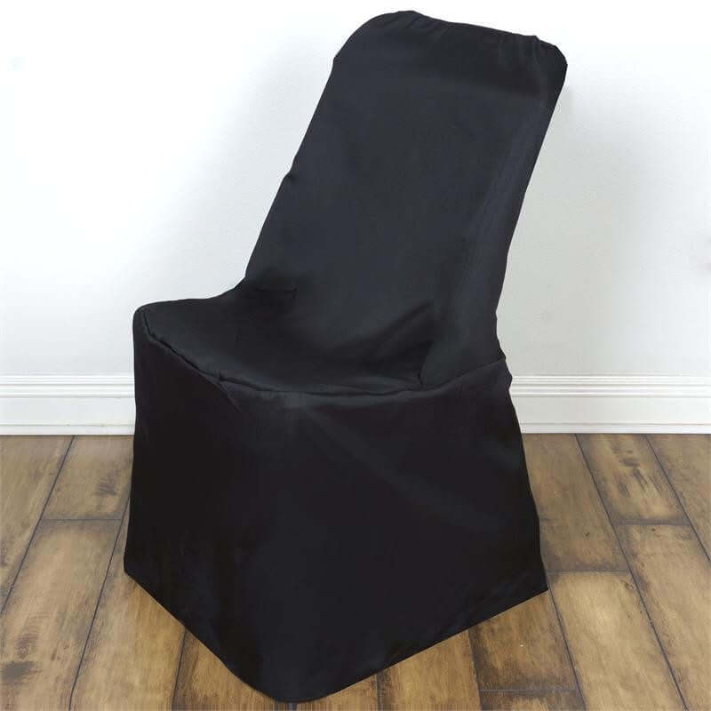 Black Reusable Polyester Slip-On Cover for Lifetime Folding Chairs - Durable & Elegant