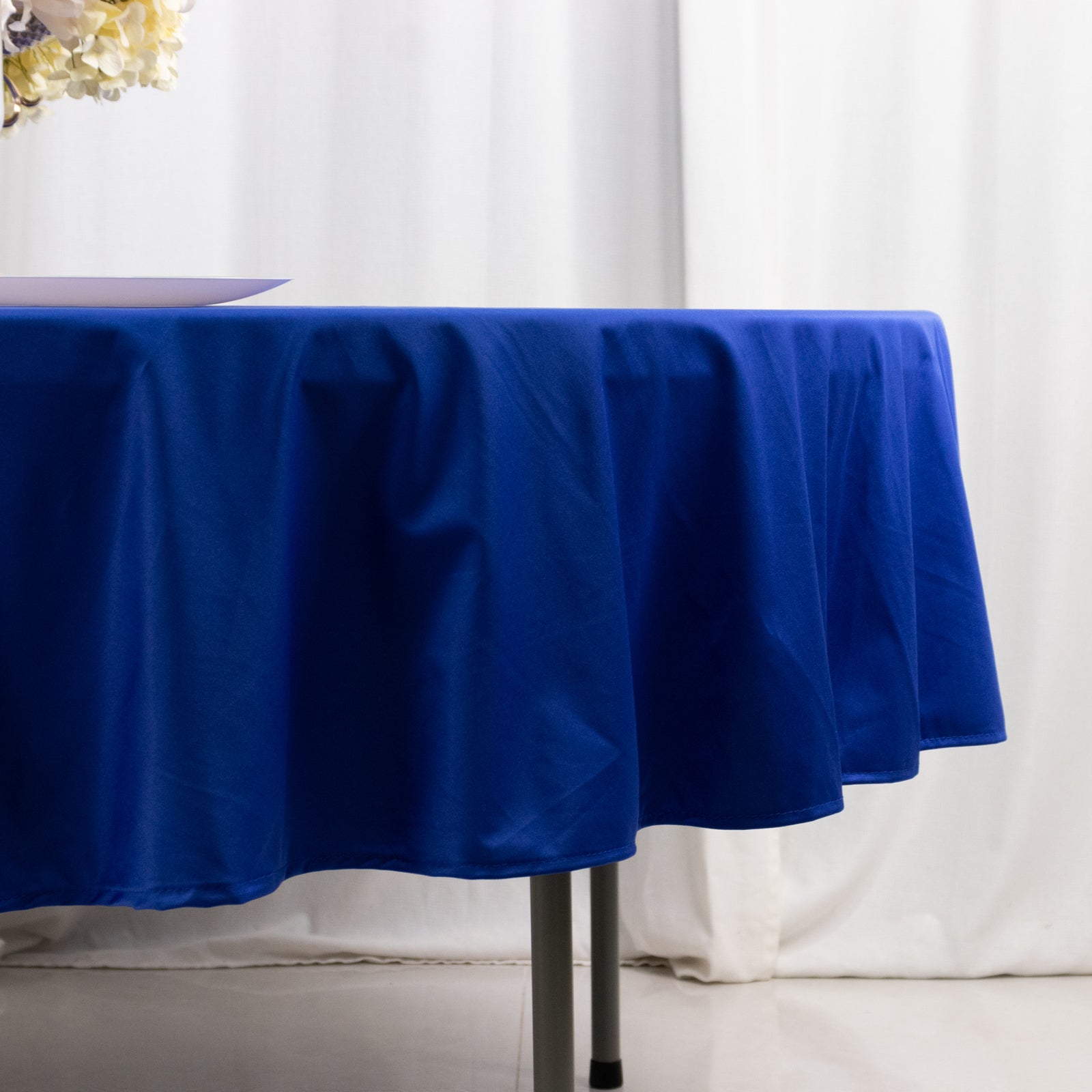 Wrinkle-Free & Stain-Resistant Royal Blue 90-Inch Premium Scuba Round Tablecloth