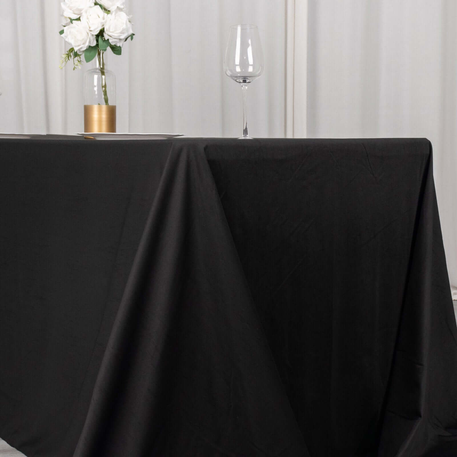 Black Premium Scuba 90x156 Wrinkle-Free, Stain-Resistant Rectangular Tablecloth for Weddings & Parties