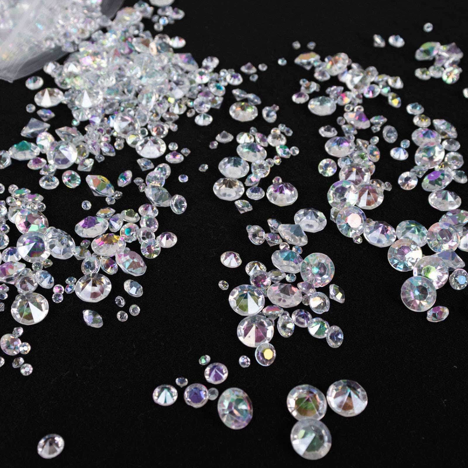 Get 4000 Pcs Iridescent Acrylic Diamond Beads - Ideal for Wedding Decor & DIY, 3mm, 6mm, 10mm Sizes