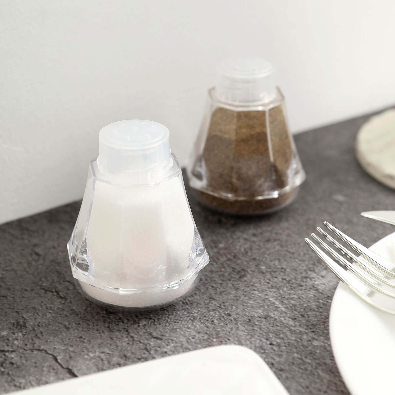 Set of 12 Clear 2.5-Inch Plastic Salt and Pepper Shakers for Party Gifts