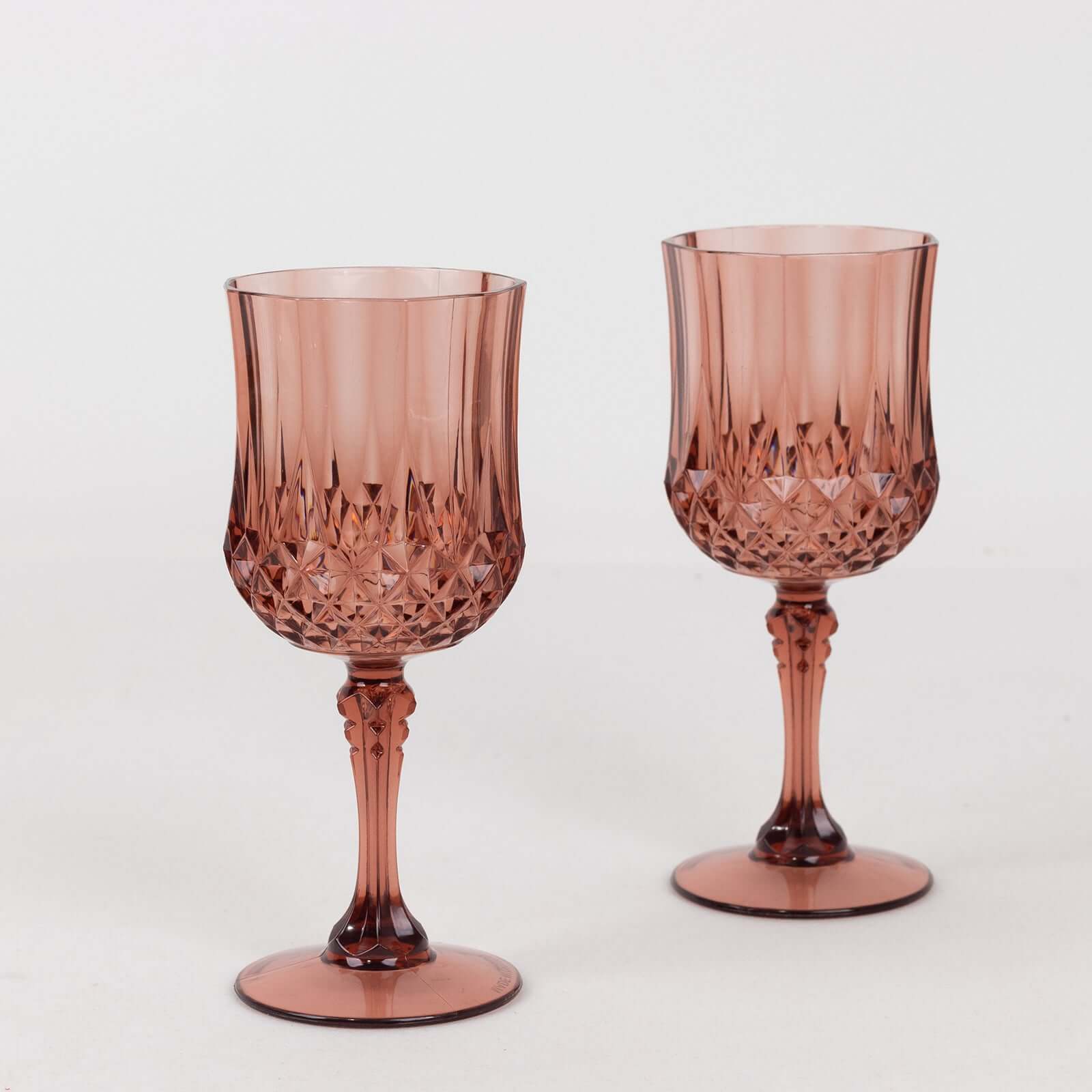 Hot Deal! 6-Pack 8oz Shatterproof Dusty Rose Plastic Cocktail Goblets with Crystal Cut