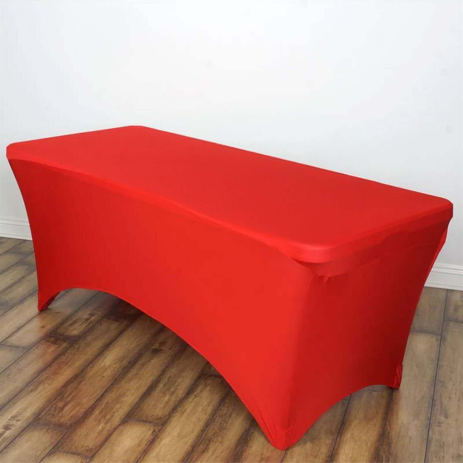 Red 6ft Stretch Spandex Rectangle Tablecloth - Durable & Form-Fitting