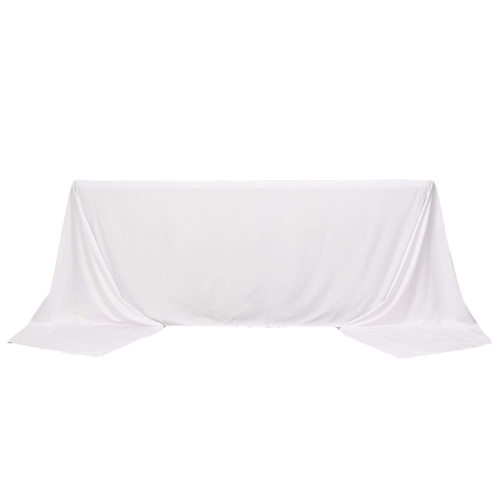 Premium Wrinkle-Free, Stain-Resistant White Scuba Tablecloth for Weddings & Parties